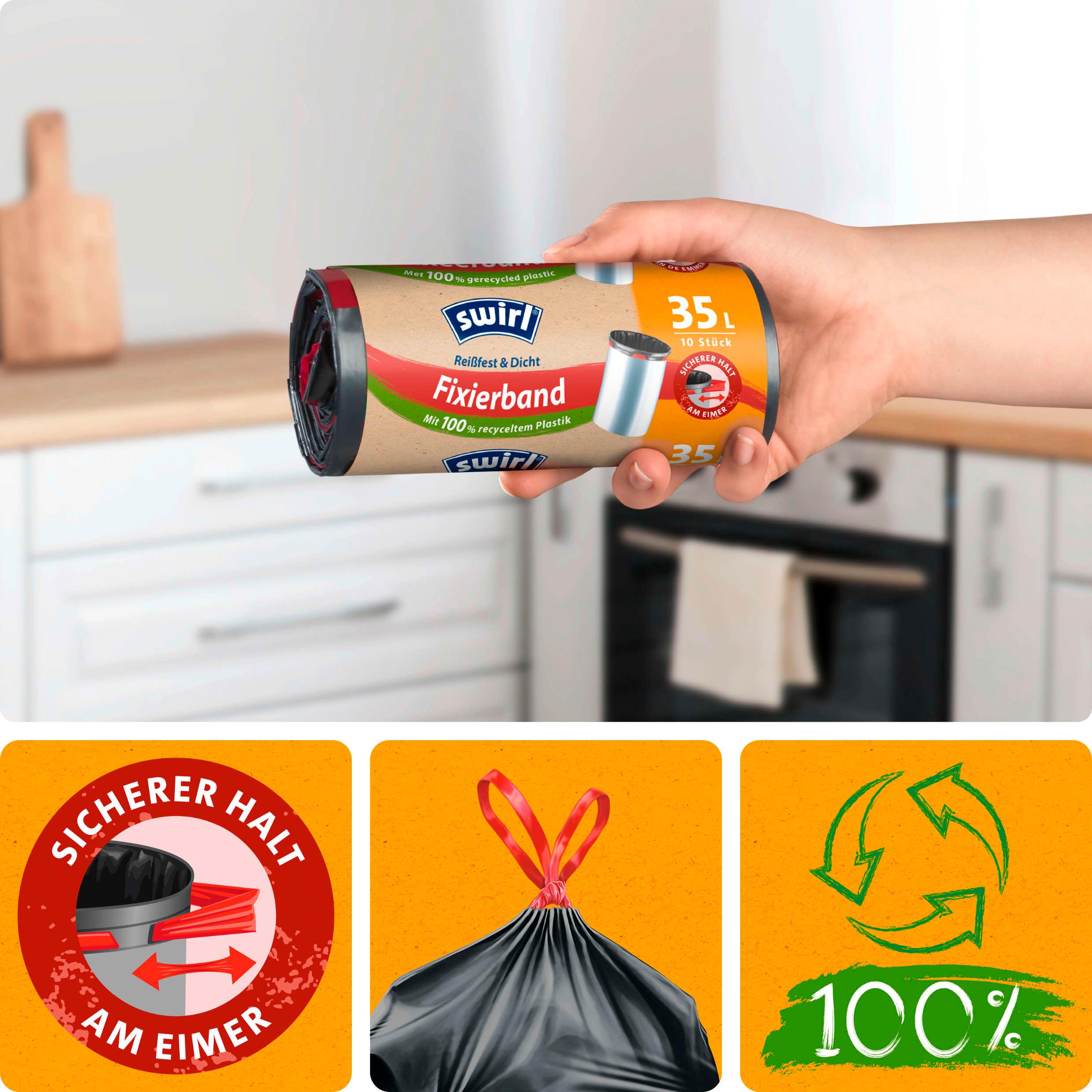 Produktbild Swirl® Fixierband-Müllbeutel 35 L 4 von 5
