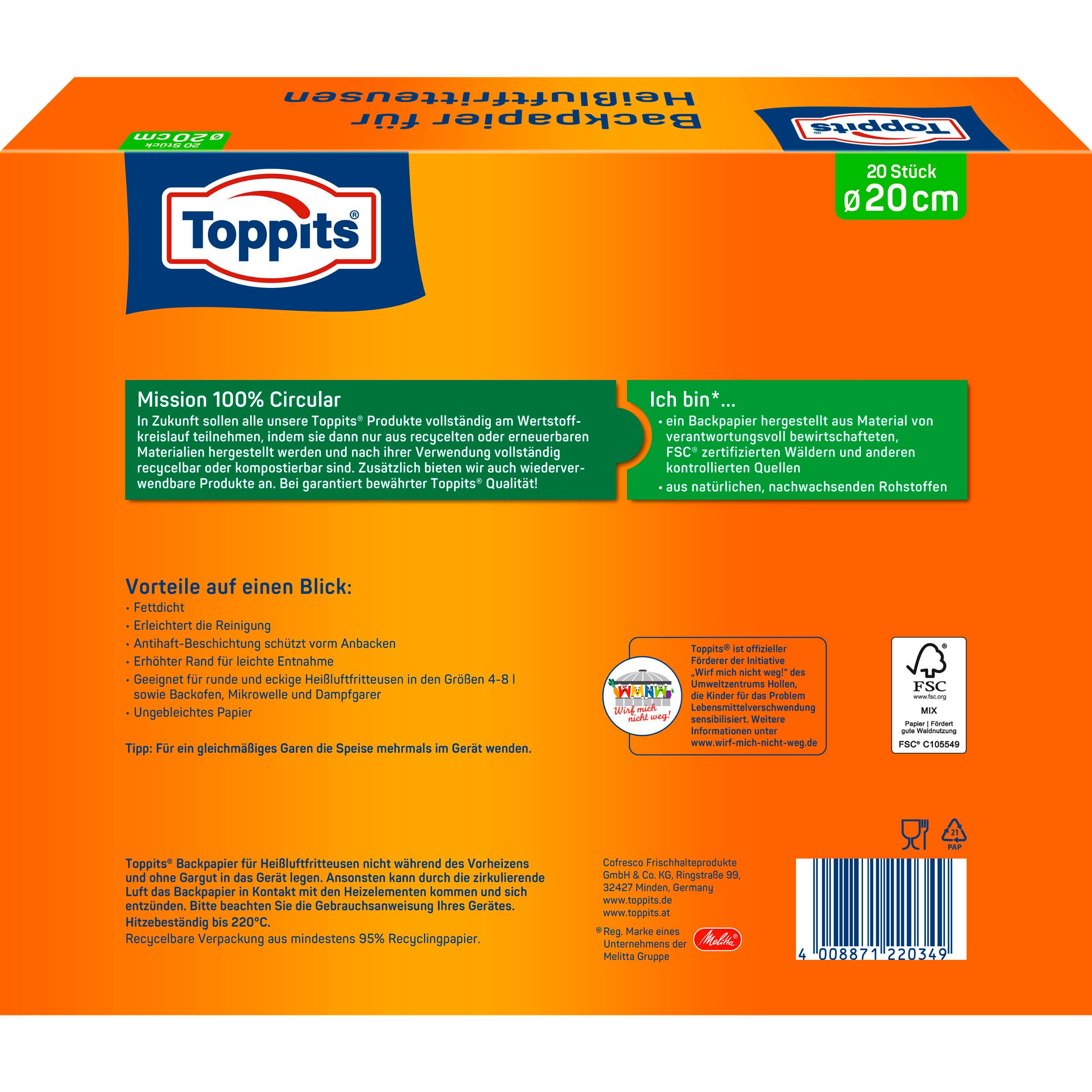Produktbild Toppits Backpapier für die Heißluftfritteuse 3 von 3