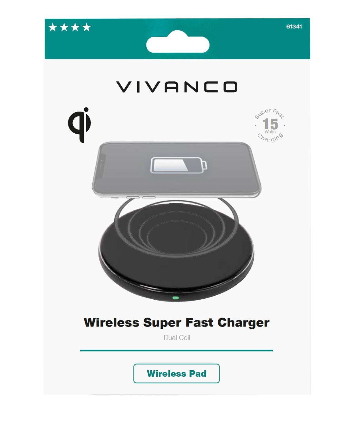 Vivanco Wireless Super Fast Charger, induktives QI Schnellladepad, 15W