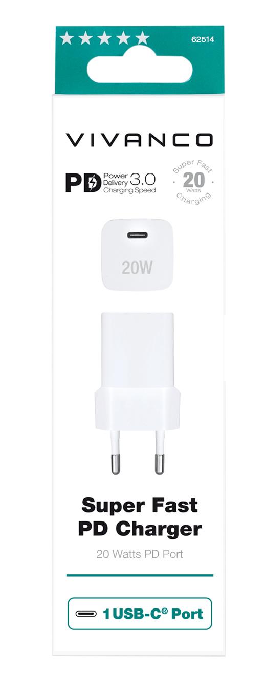 Produktbild Vivanco PD 3.0 für Apple iPhone, Super Fast Charger, USB Type-C™ Schnellladegerät, 20W 4 von 5
