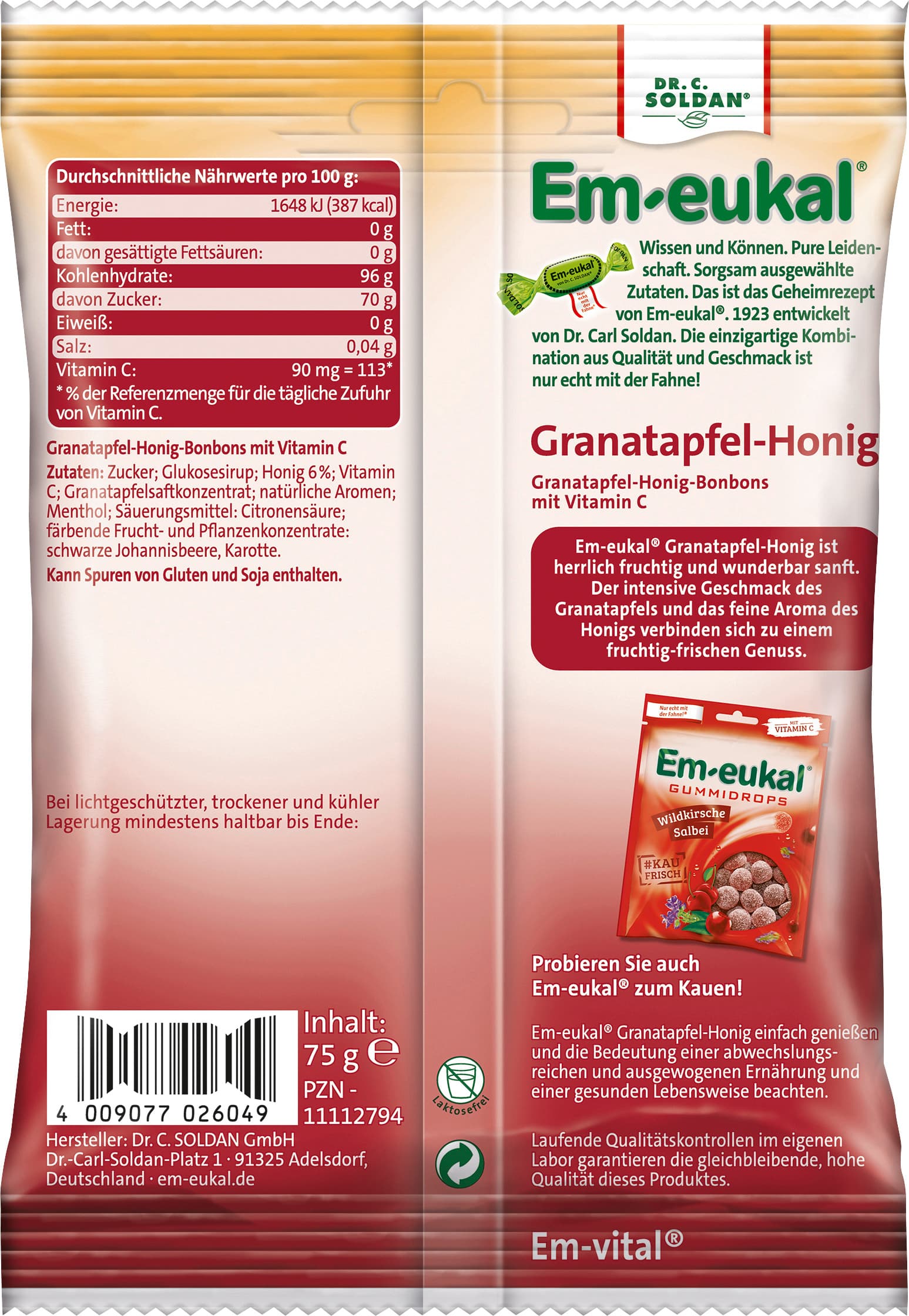 Produktbild Em-eukal Granatapfel-Honig Hustenbonbons 2 von 2