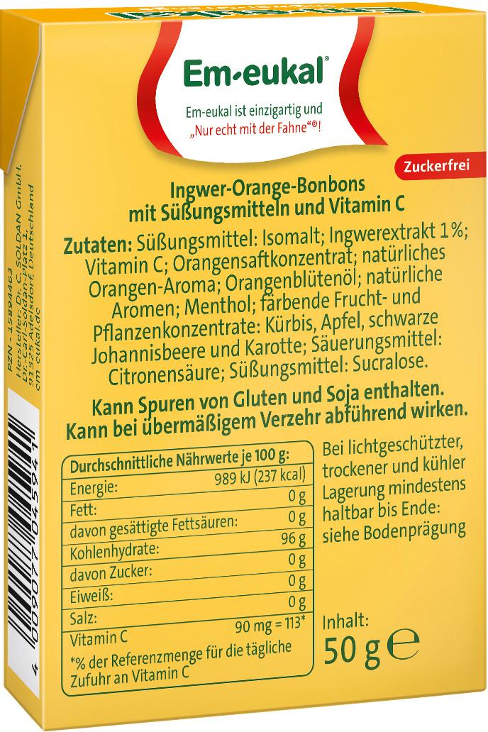 Produktbild Em-eukal Minis Ingwer-Orange Hustenbonbons 2 von 2
