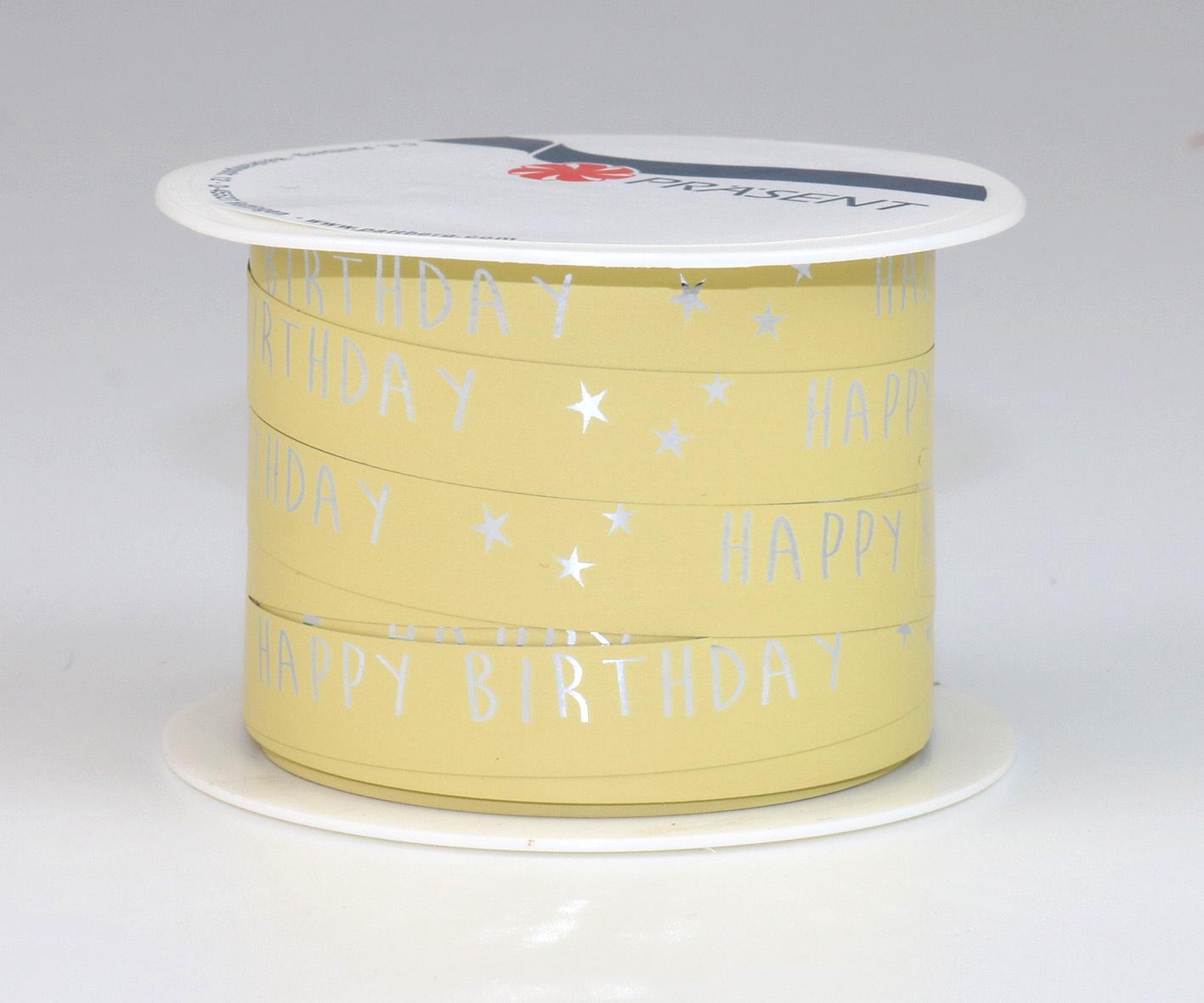 PRÄSENT Polyringelband Birthday gelb