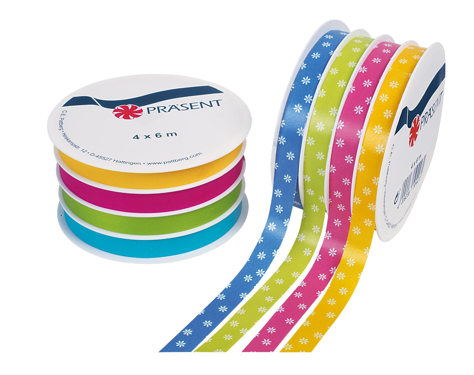 PRÄSENT Ringelband türkis,grün,pink und gelb