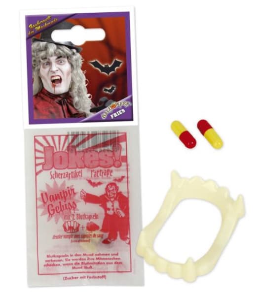 Fries 33451 - Vampir-Set 2 Blutkapseln mit Gebiss