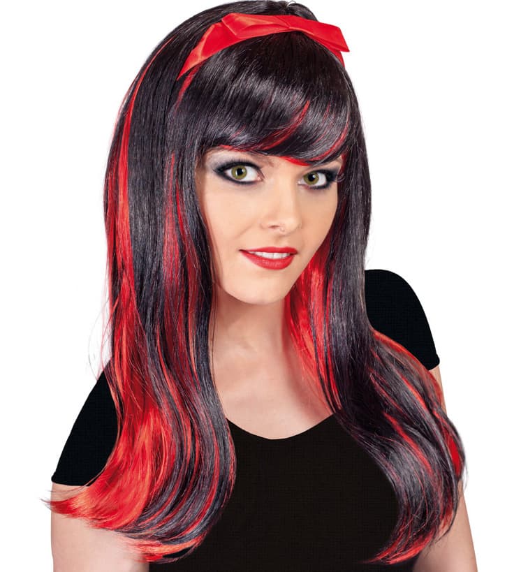 Fries - 35028 Perücke Mila rot/schwarz