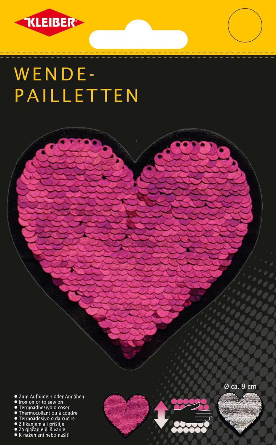 Kleiber Wende-Pailletten Herz pink