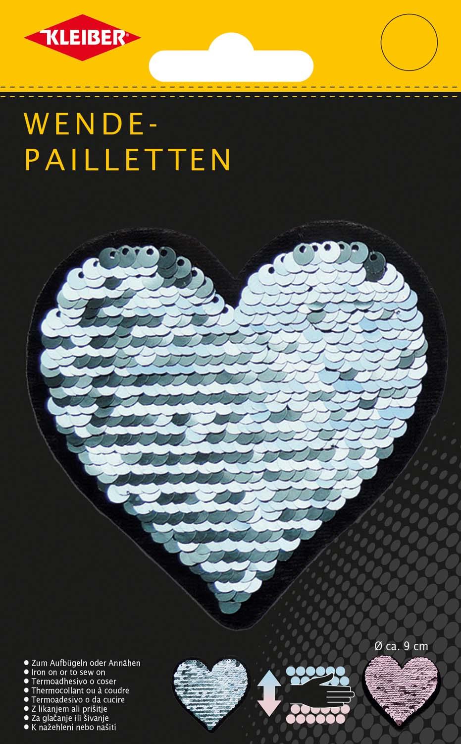 Kleiber Wende-Pailletten Herz türkis