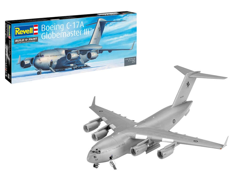 Revell 03747 Boeing C-17A Globemaster III Modellbausatz 1:144, 137 Teile