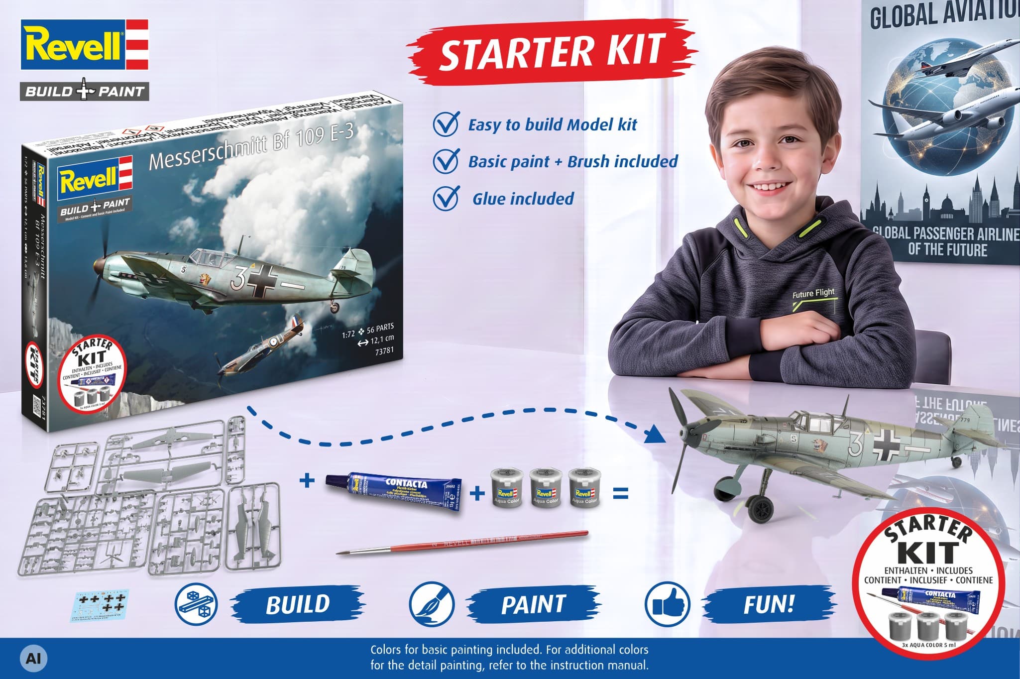 Revell 73781 Starter Kit Messerschmitt Bf109E-3 