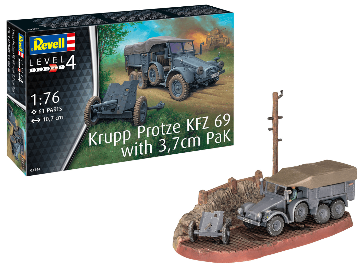Revell  73344 Starter Kit Krupp Protze KFZ 69 with 3,7cm Pak
