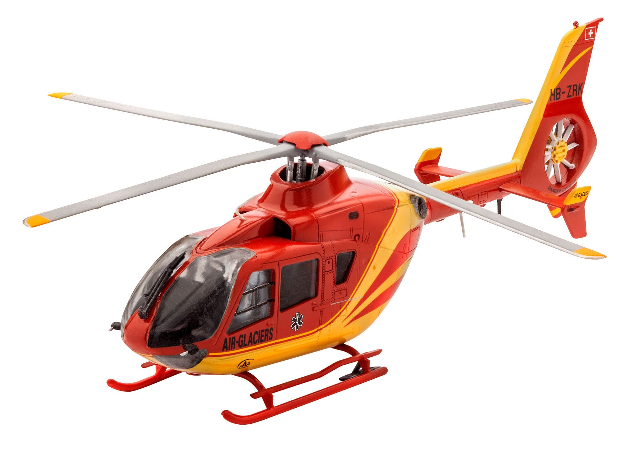 Revell 74986 Starter Kit Airbus Helicopters EC135 Air-Glaciers, Revell Modellbausatz mit Basiszubehör
