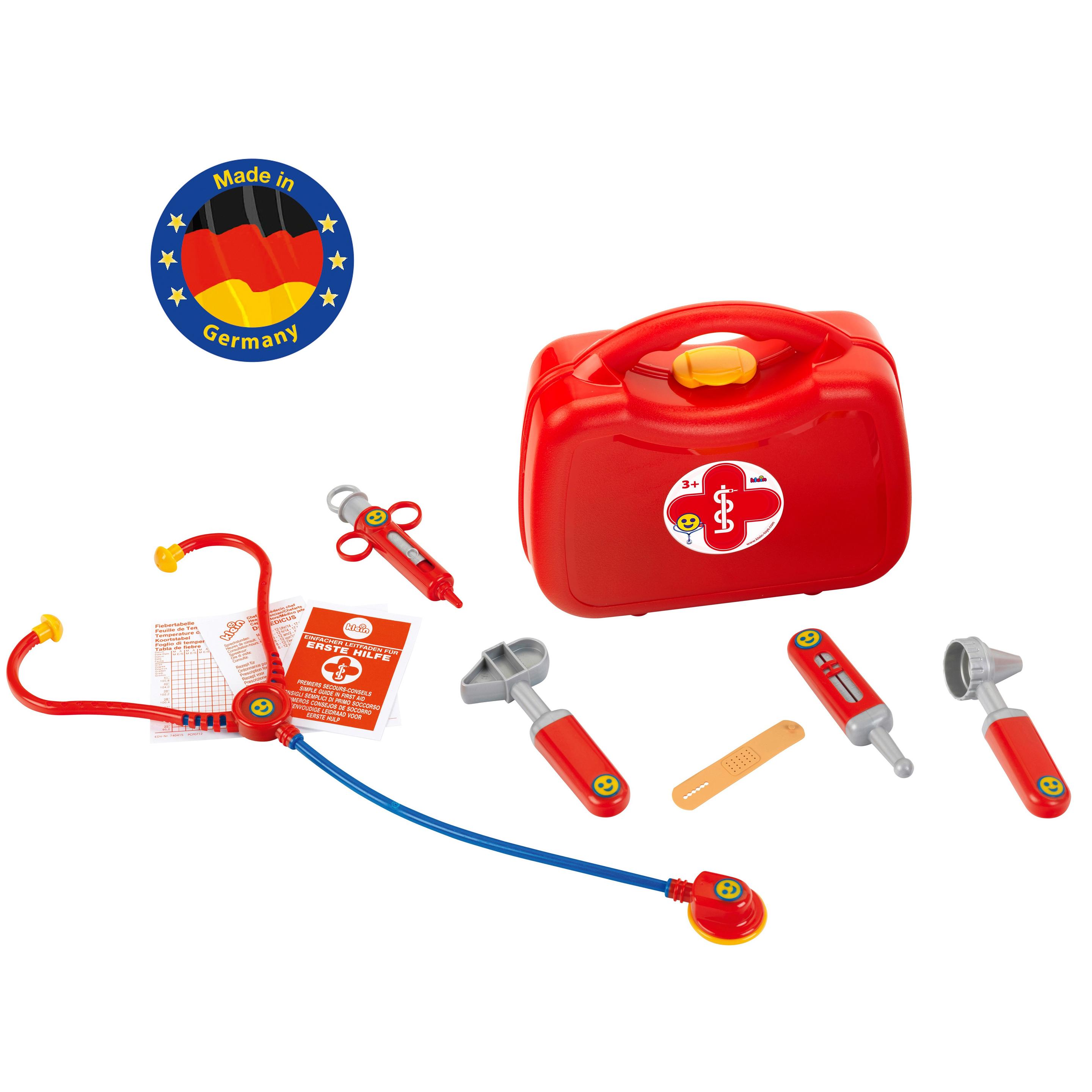 Theo Klein 4265 Doktorkoffer mit Zubehör I Stethoskop, Spritze, Thermometer u.v.m. I Maße: 21,5 cm x 9 cm x 20 cm