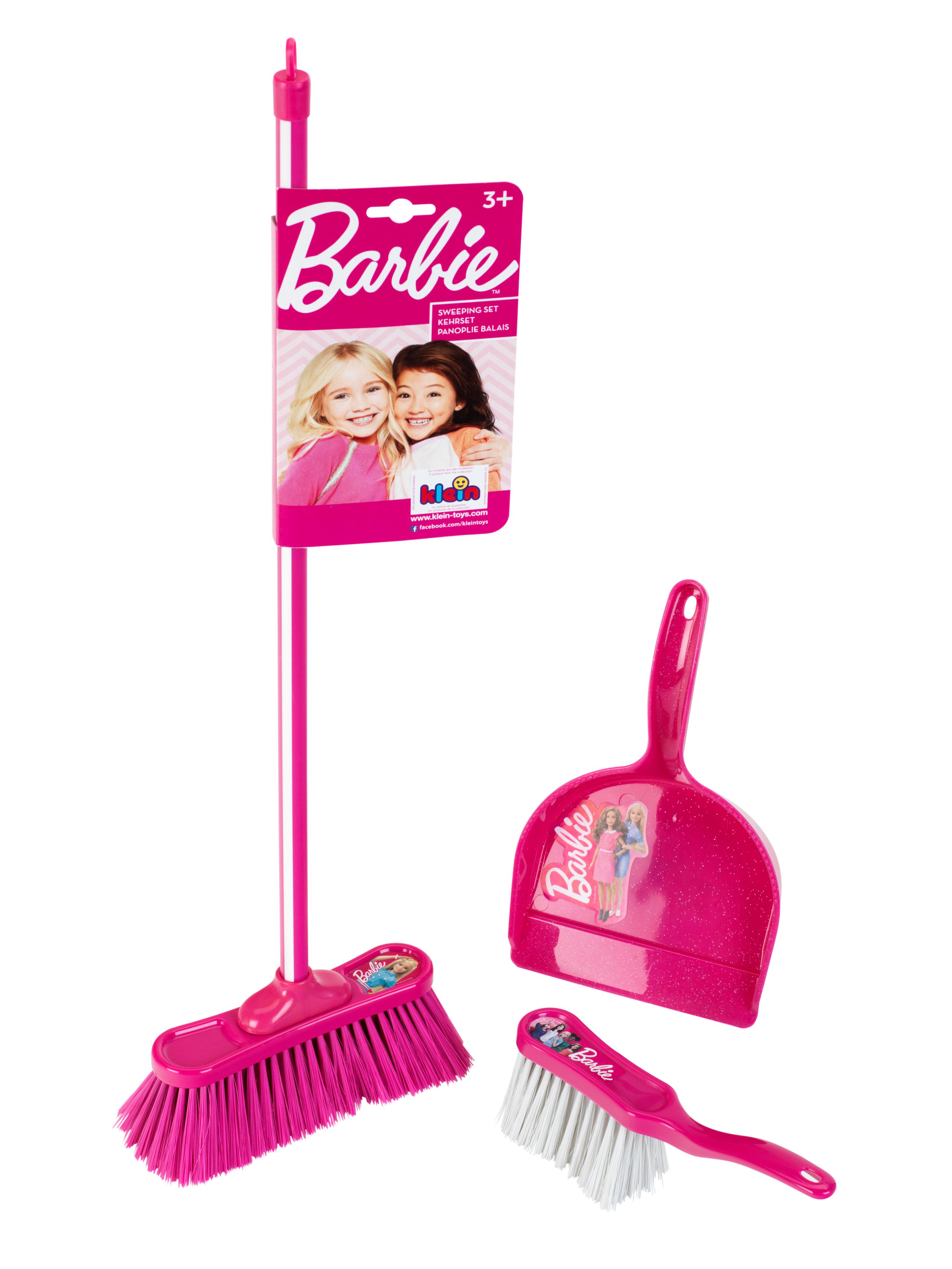 Theo Klein 6351 Barbie 3-teilige Classic Besengarnitur I Kinder-Besen, Handbesen und Handschaufel im Barbie-Look