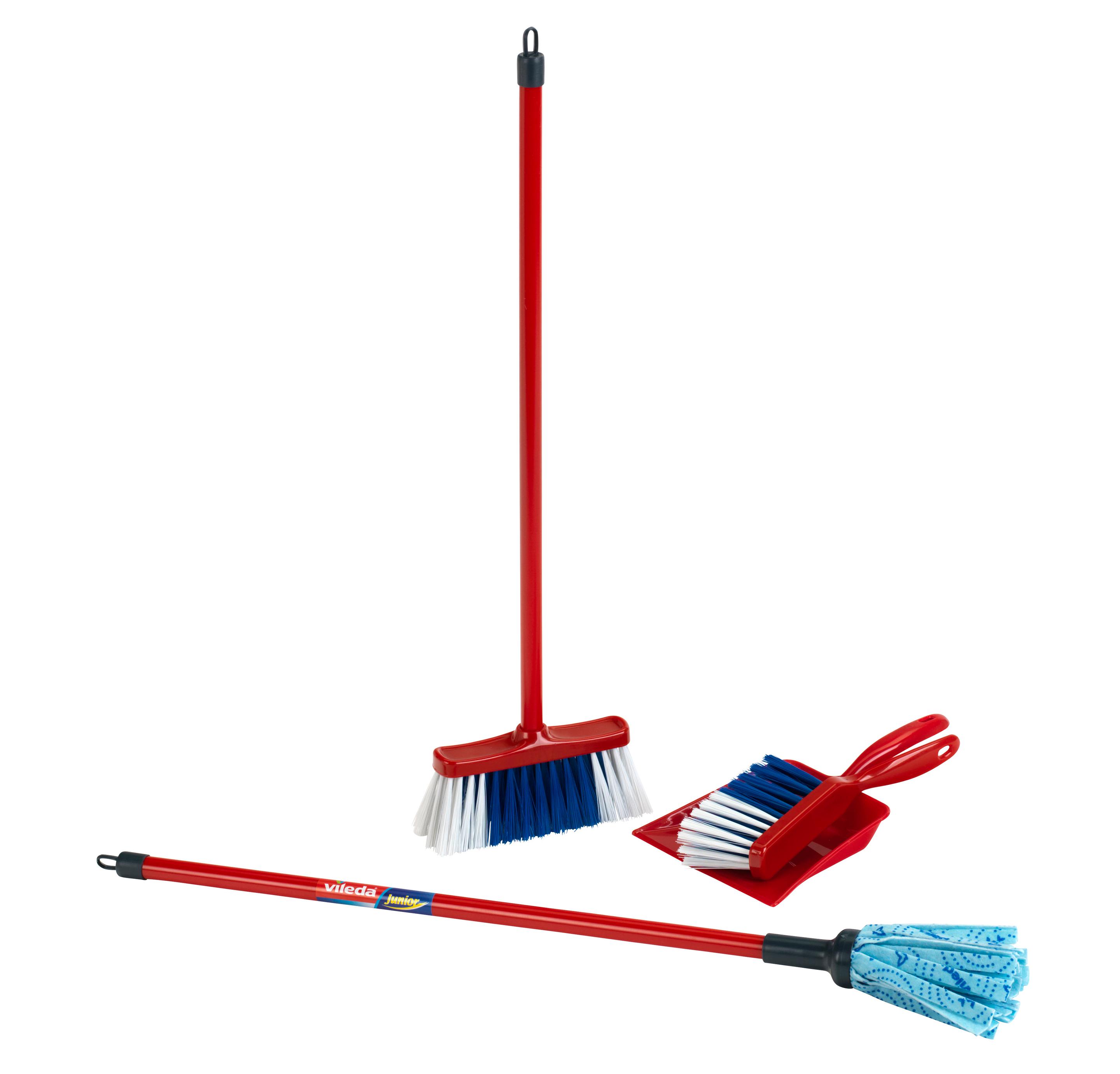 Theo Klein 6706 Vileda Wischmop Set | Mit Wischmop, Besen und Kehrset | Im beliebten Vileda-Design