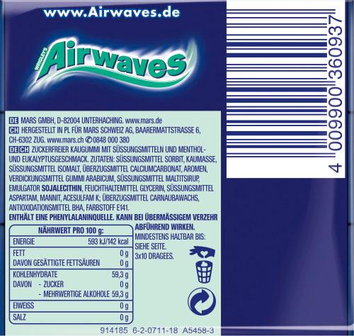 Produktbild AIRWAVES® Menthol&Eucalyptus 3Pack à 10 Dragees 2 von 3
