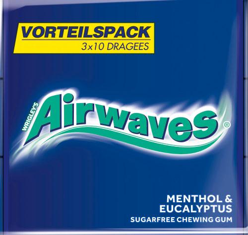AIRWAVES® Menthol&Eucalyptus 3Pack à 10 Dragees