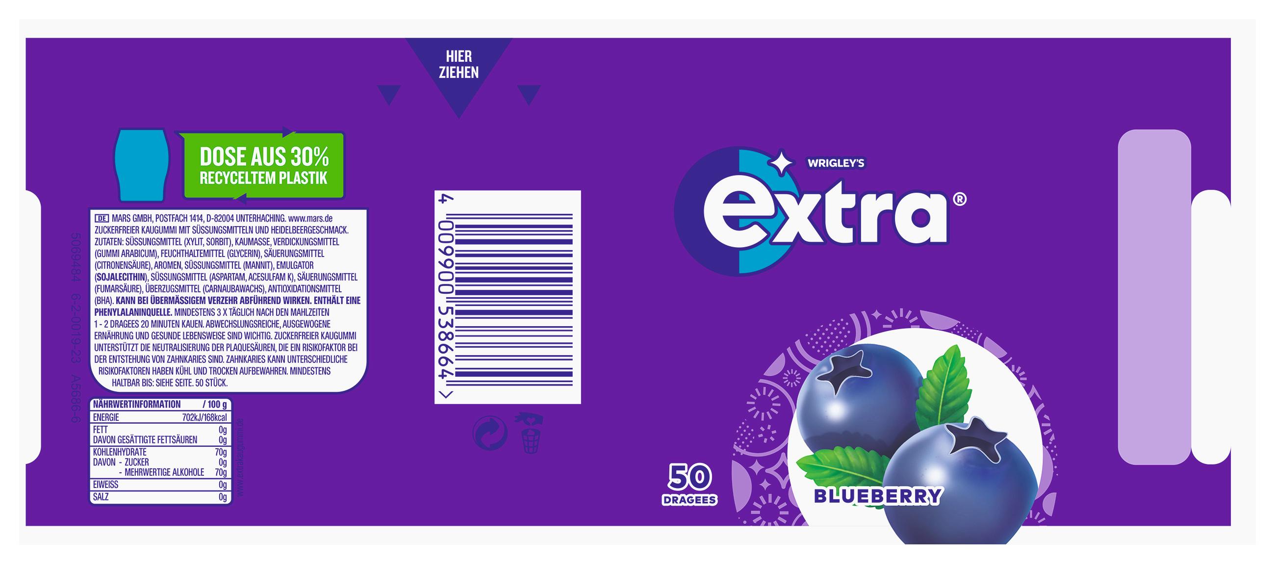 Produktbild Wrigley's Extra® Blueberry Kaugummis 3 von 3