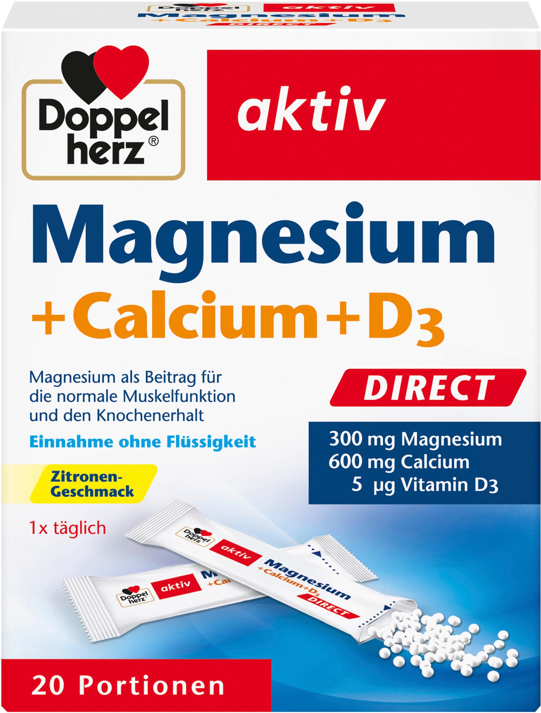 Doppelherz Magnesium + Calcium + D3 Direct 20 Portionen