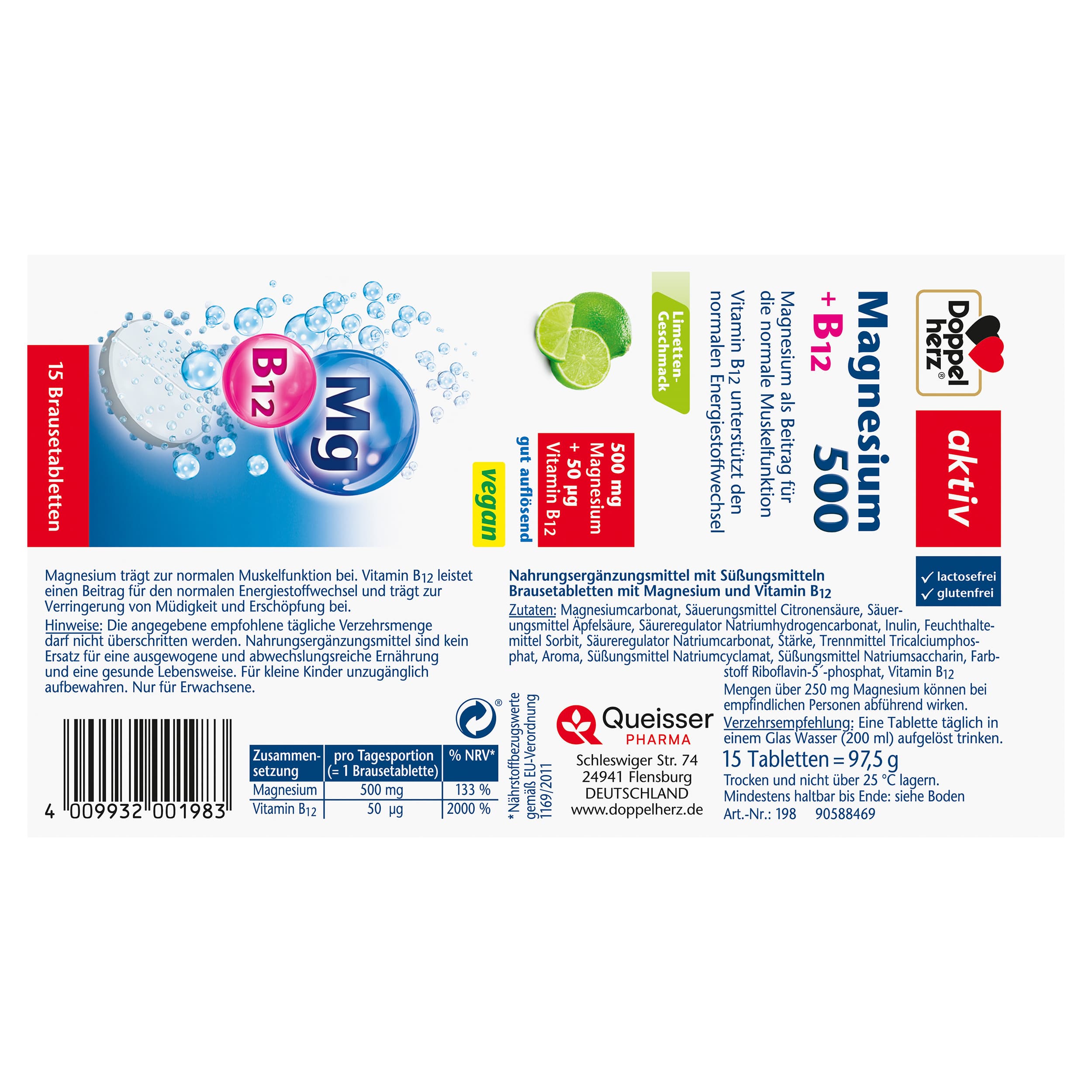 Produktbild Doppelherz Magnesium 500 + B12 15 Brausetabletten 3 von 3