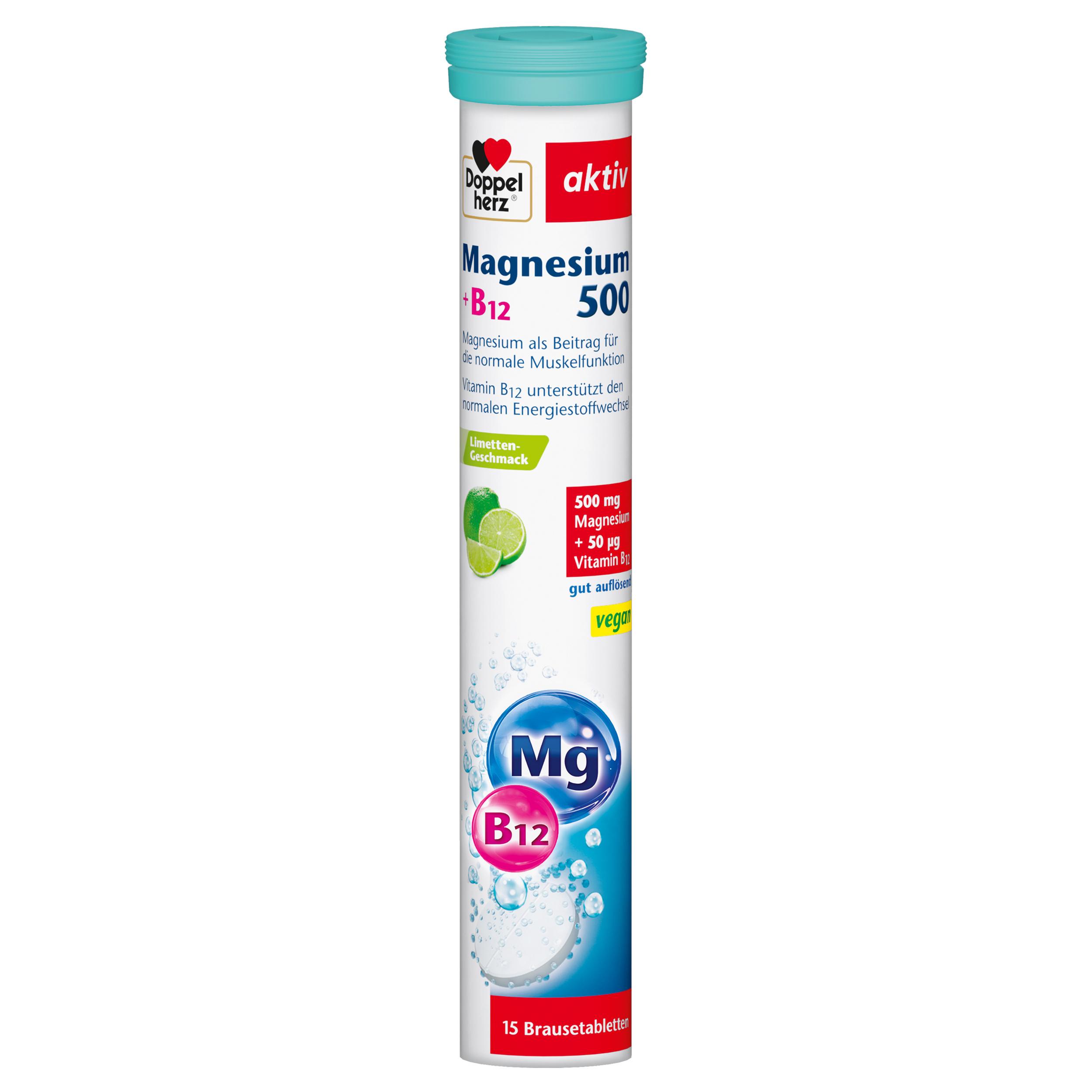 Doppelherz Magnesium 500 + B12 15 Brausetabletten