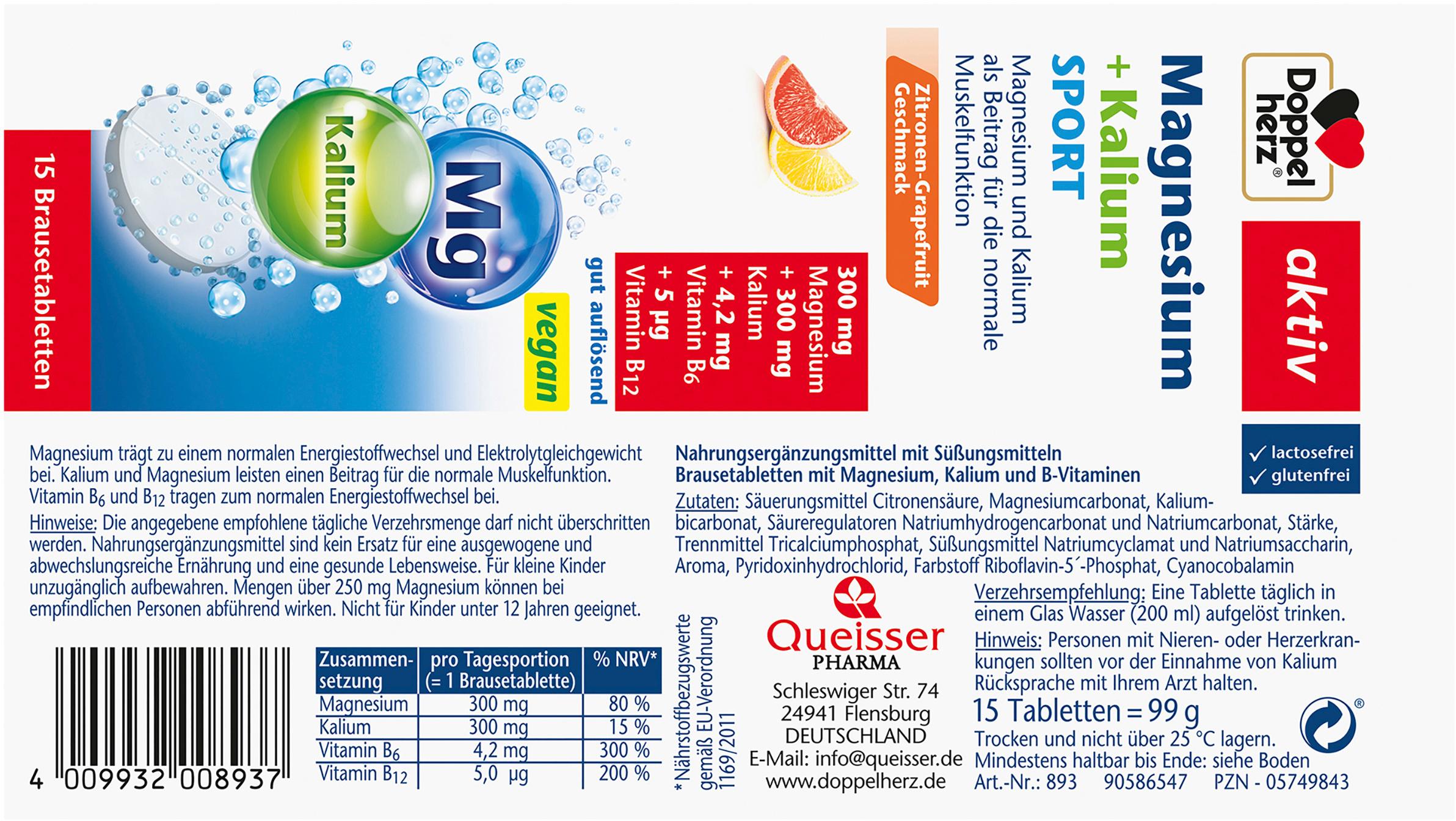 Produktbild Doppelherz Magnesium + Kalium SPORT 15 Brausetabletten 2 von 2