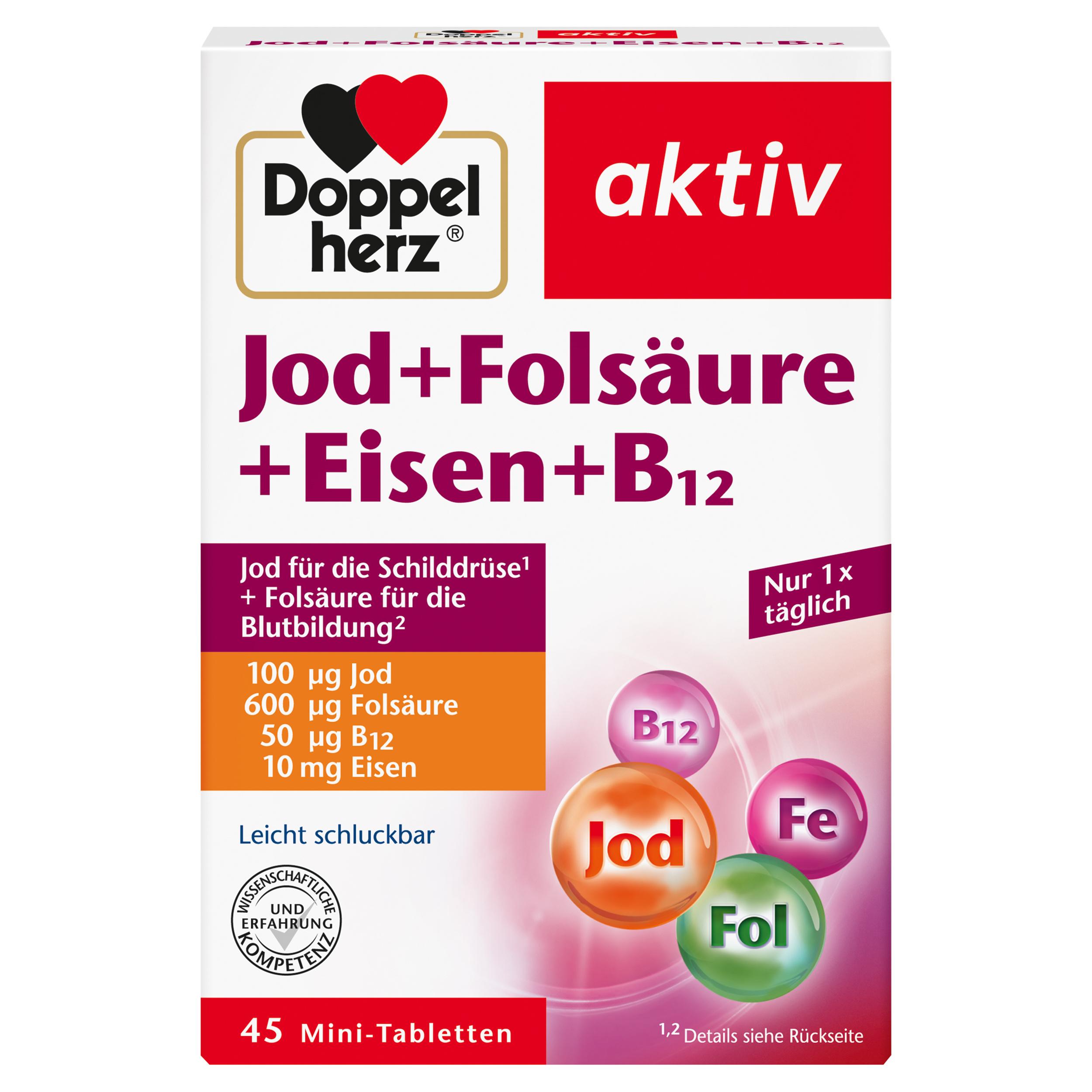 Doppelherz Jod + Folsäure + Eisen + B12 45 Mini-Tabletten
