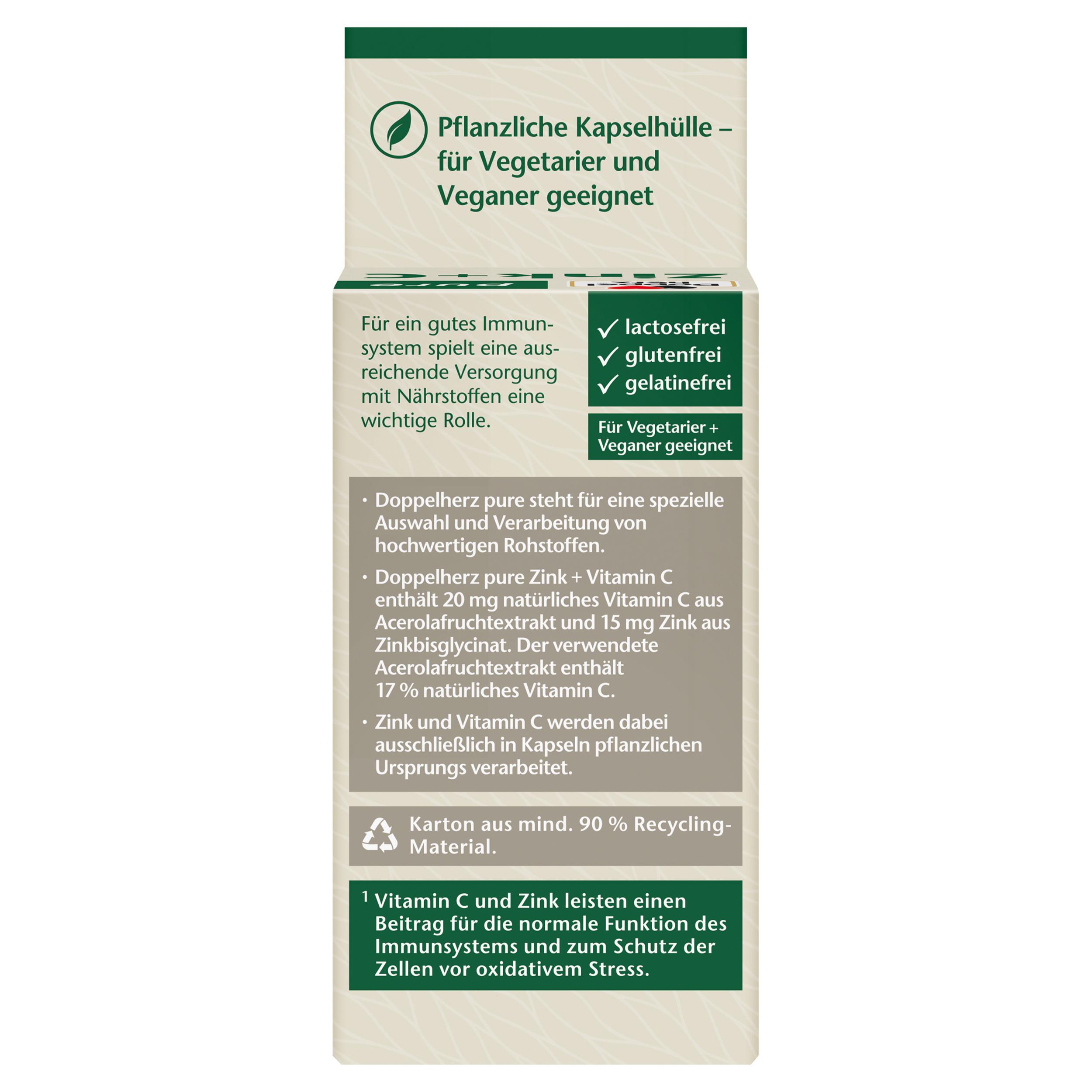 Produktbild Doppelherz pure Zink + C 60 Kapseln 2 von 4
