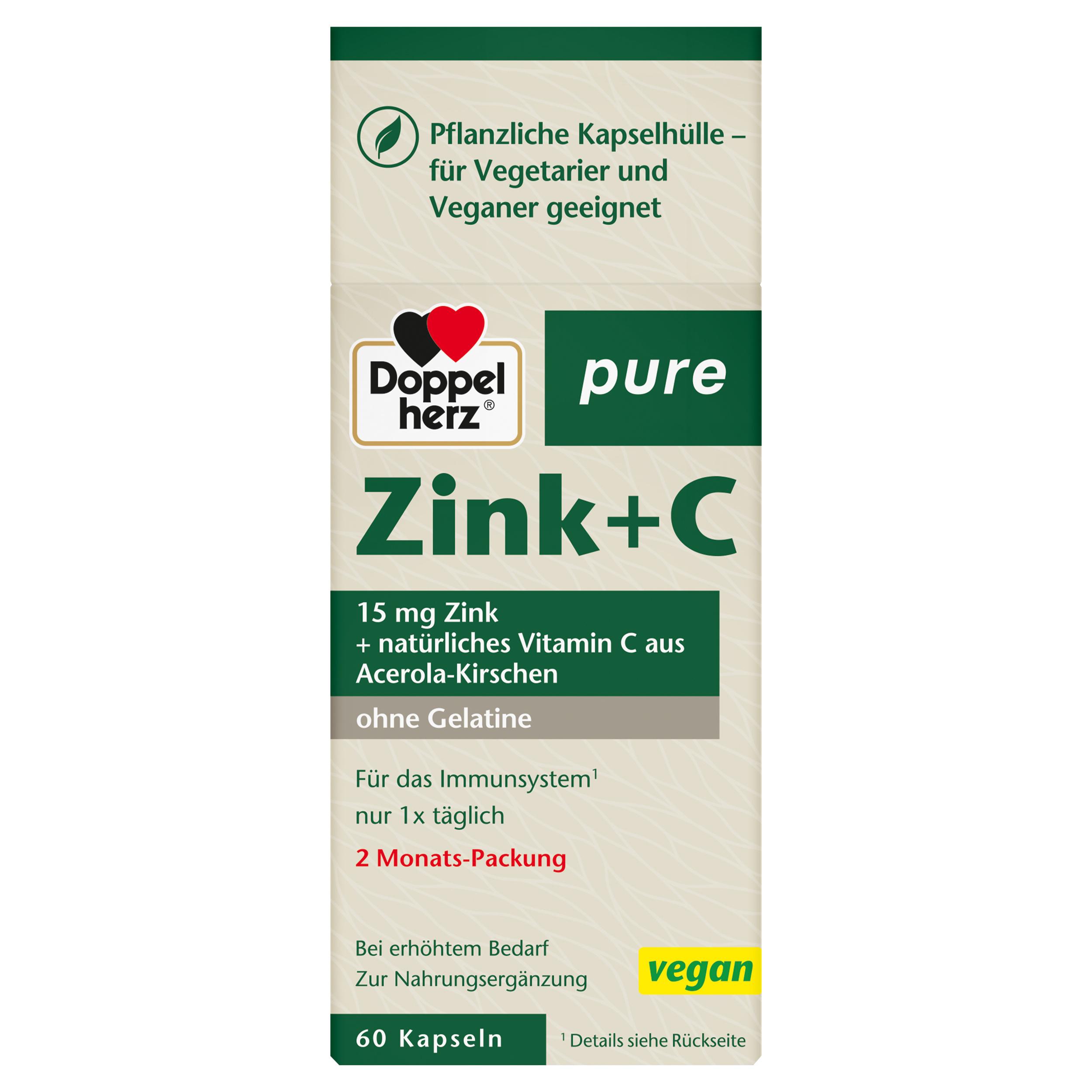 Doppelherz pure Zink + C 60 Kapseln