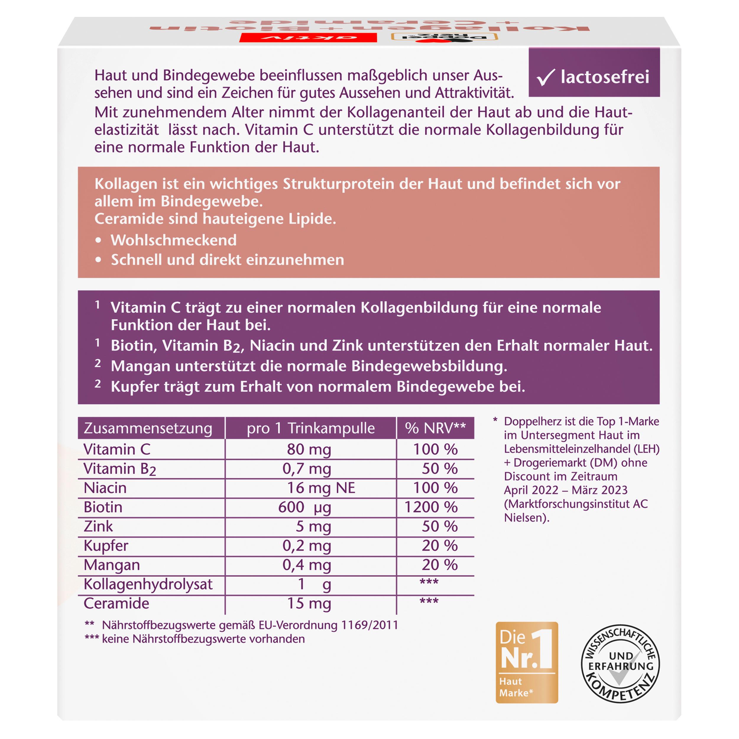 Produktbild Doppelherz Kollagen + Biotin + Ceramide 10 Trinkampullen 2 von 4