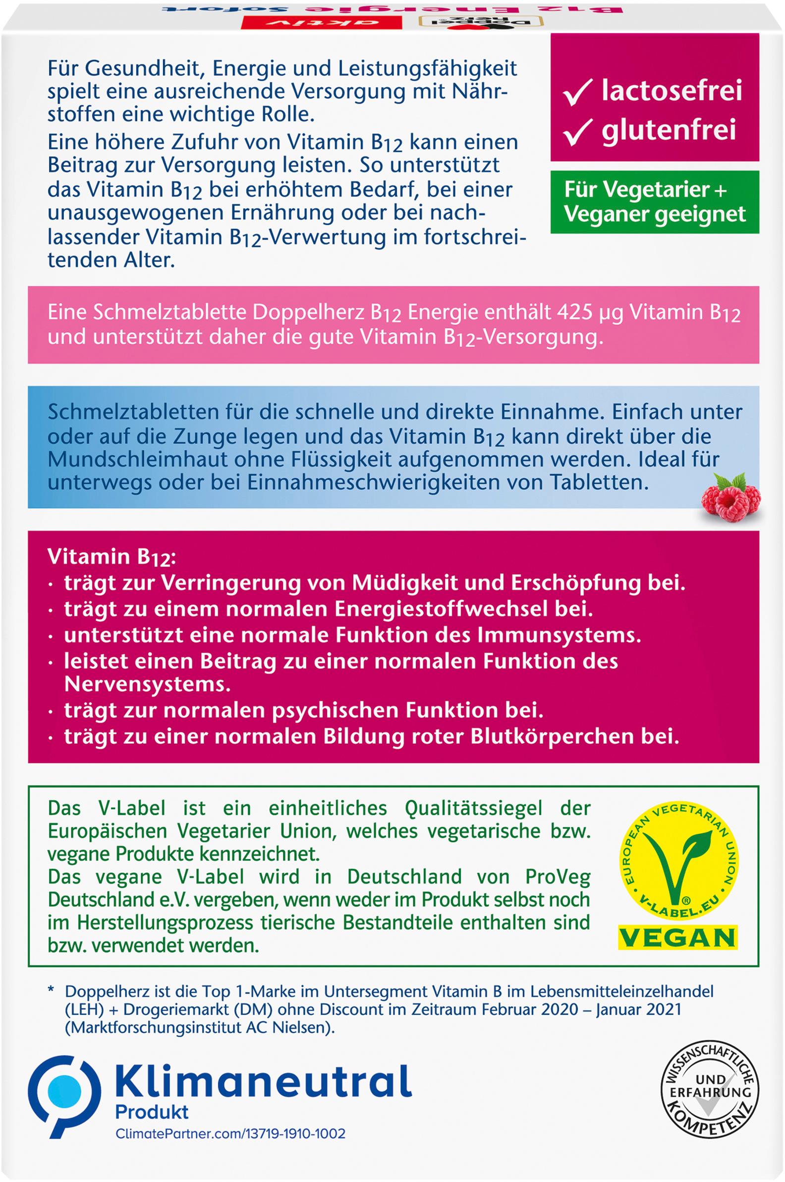 Produktbild Doppelherz B12 Energie Sofort Schmelztabletten 30 Schmelztabletten 2 von 4