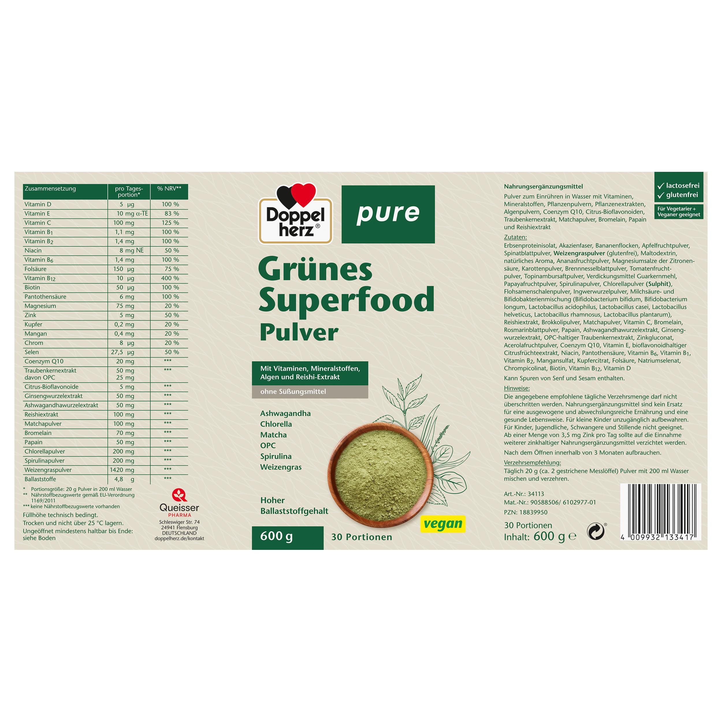 Produktbild Doppelherz pure Grünes Superfood Pulver 3 von 3