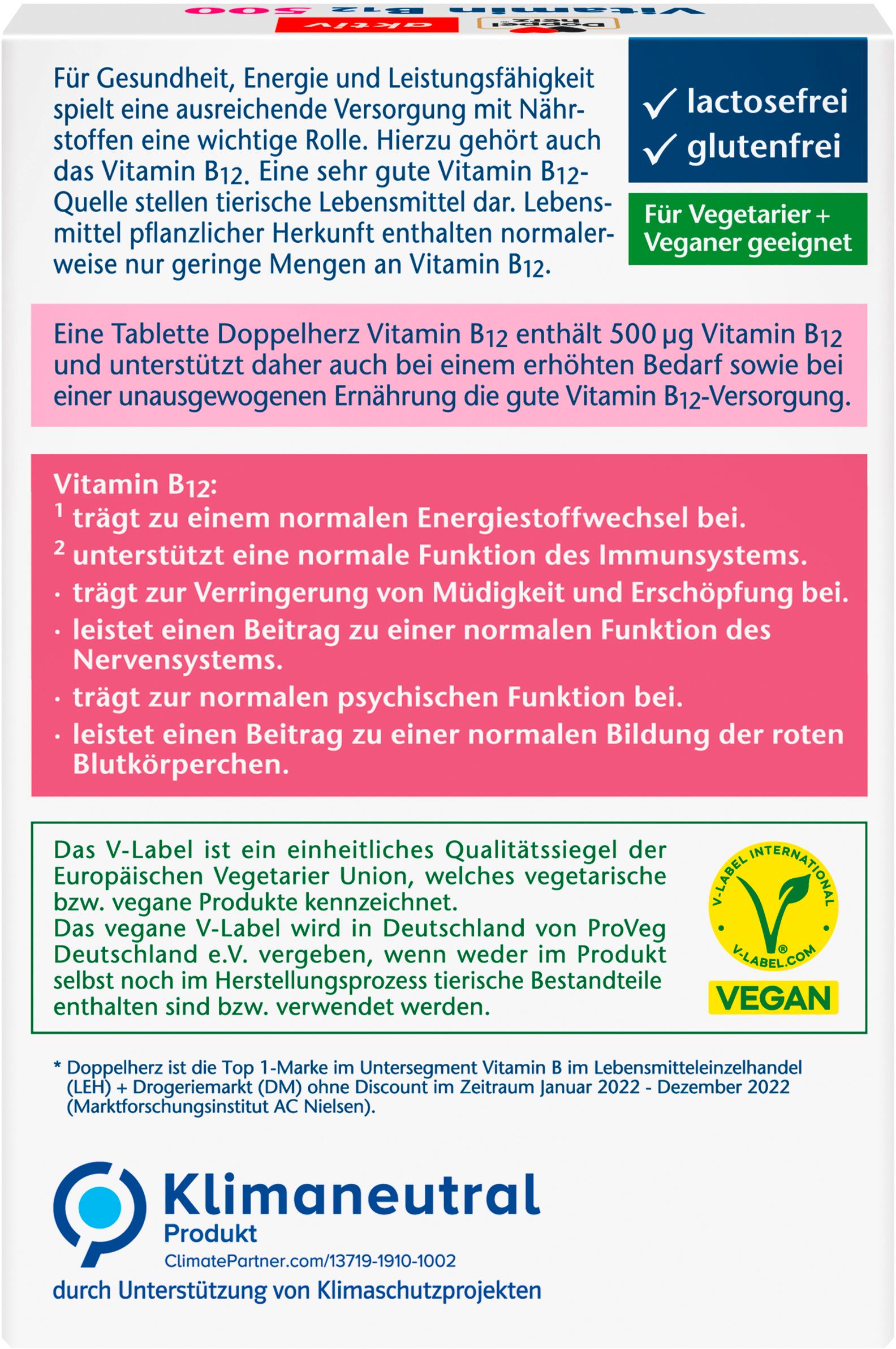 Produktbild Doppelherz Vitamin B12 500 Mini-Tabletten 2 von 6