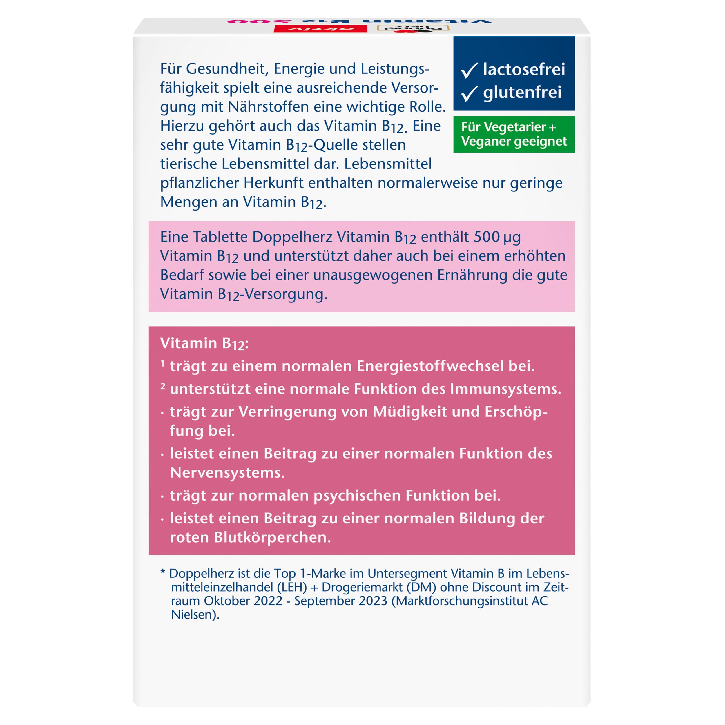 Produktbild Doppelherz Vitamin B12 500 Mini-Tabletten 3 von 6