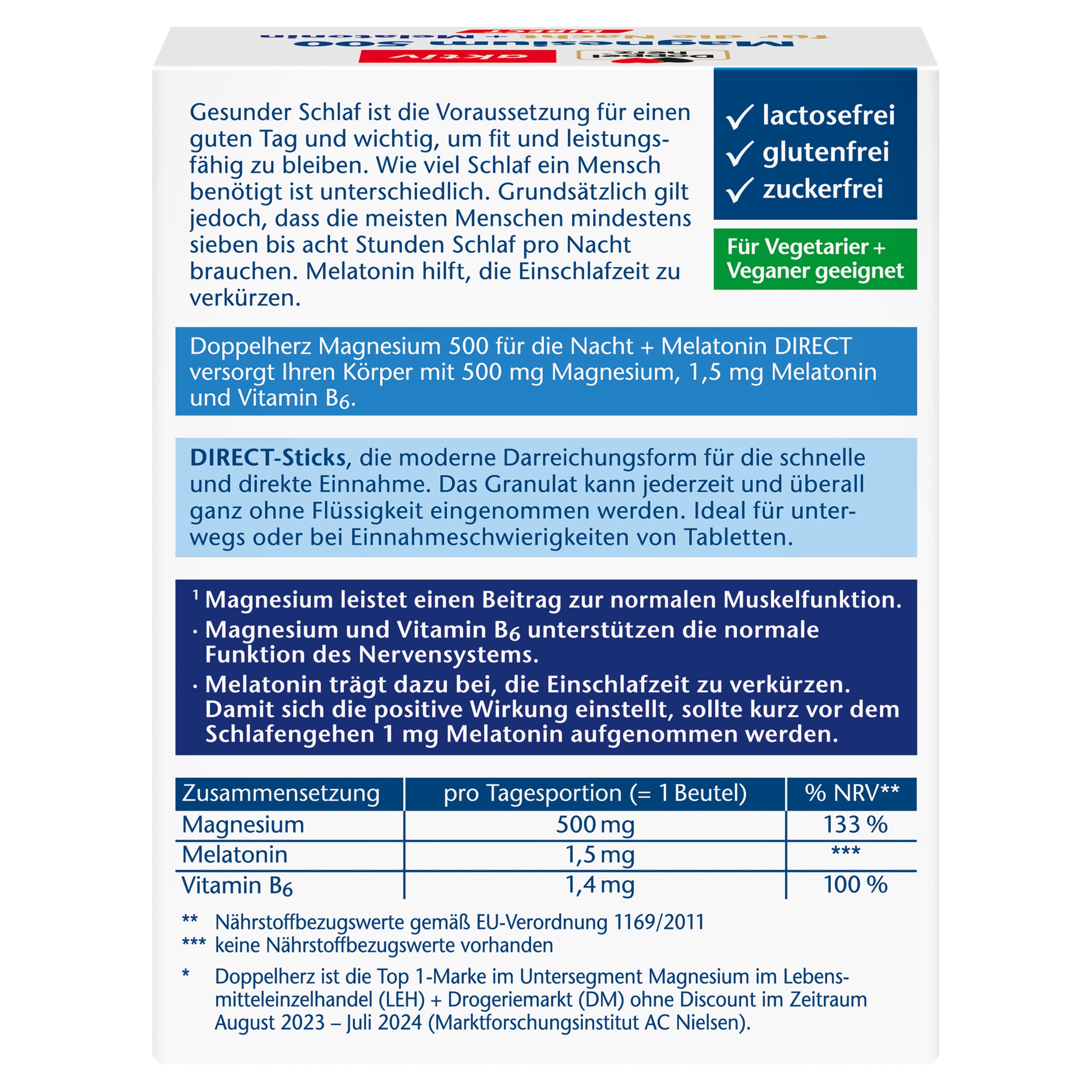 Produktbild Doppelherz Magnesium 500 DIRECT Nacht + Melatonin  4 von 4