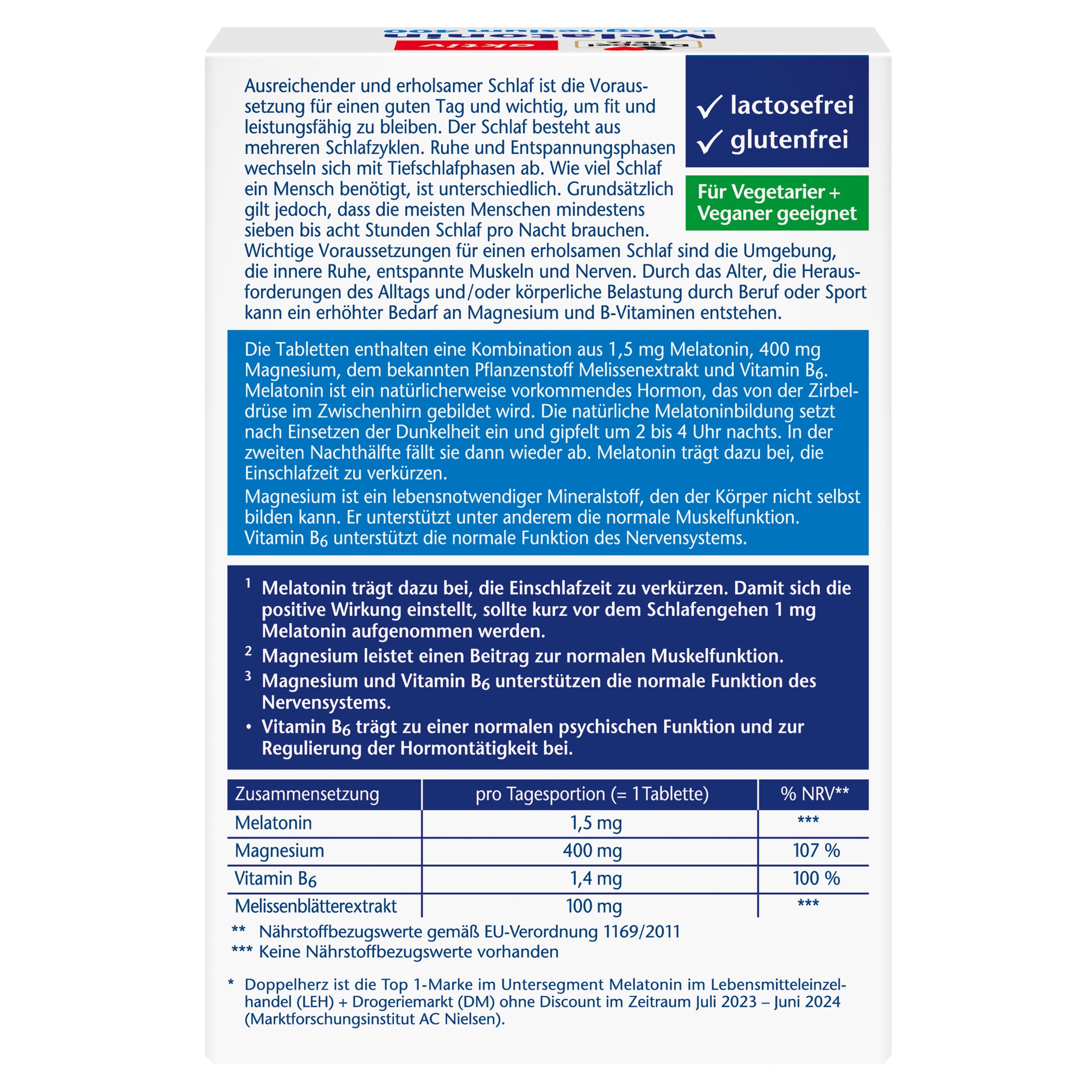 Produktbild Doppelherz Melatonin + Magnesium 400 2 von 4
