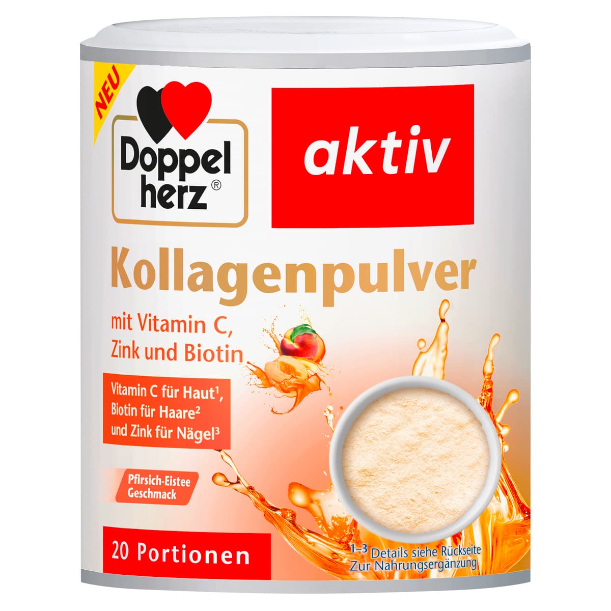 Doppelherz Kollagenpulver mit Pfirsich-Eistee Geschmack