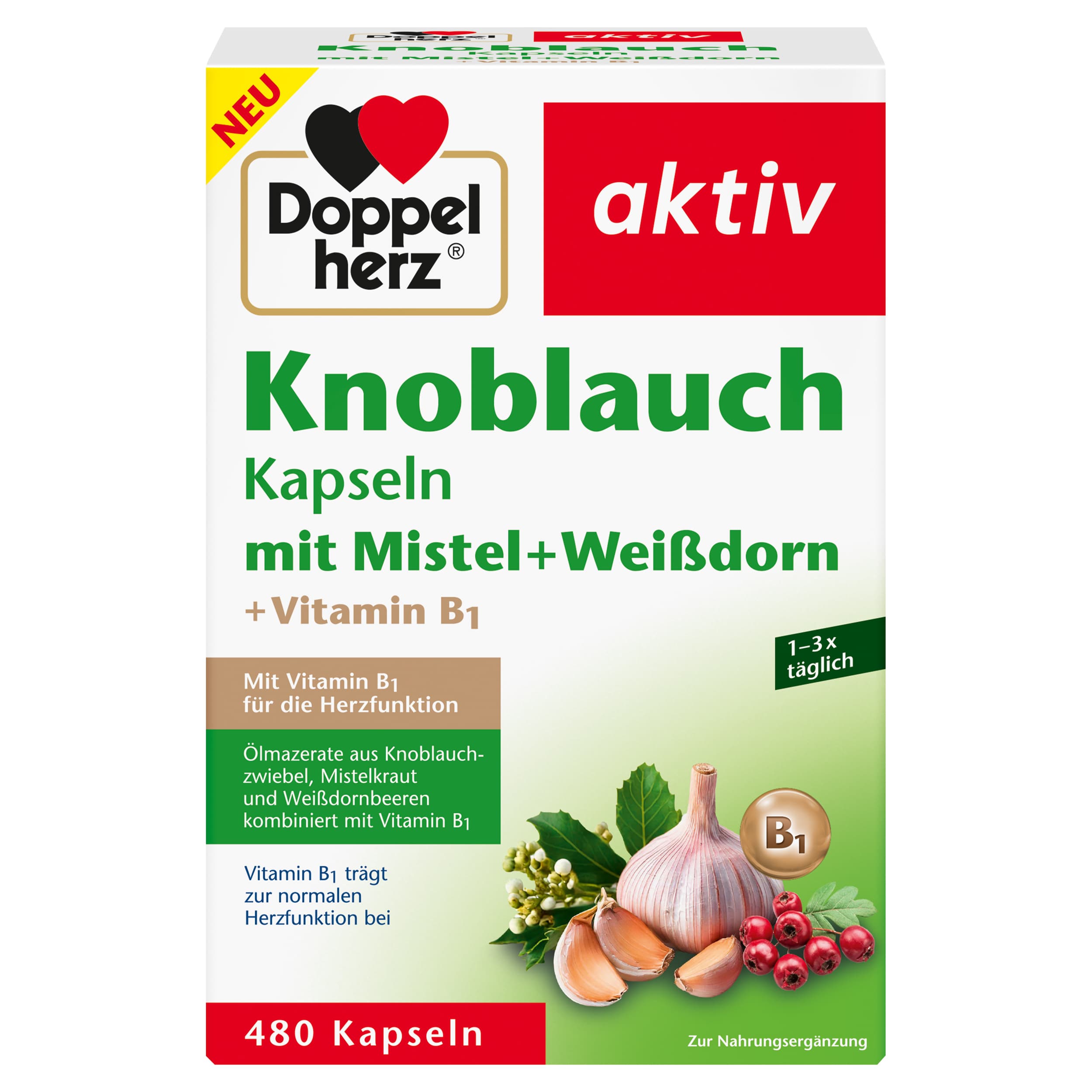 Doppelherz Knoblauch + Mistel + Weißdorn + Vitamin B1