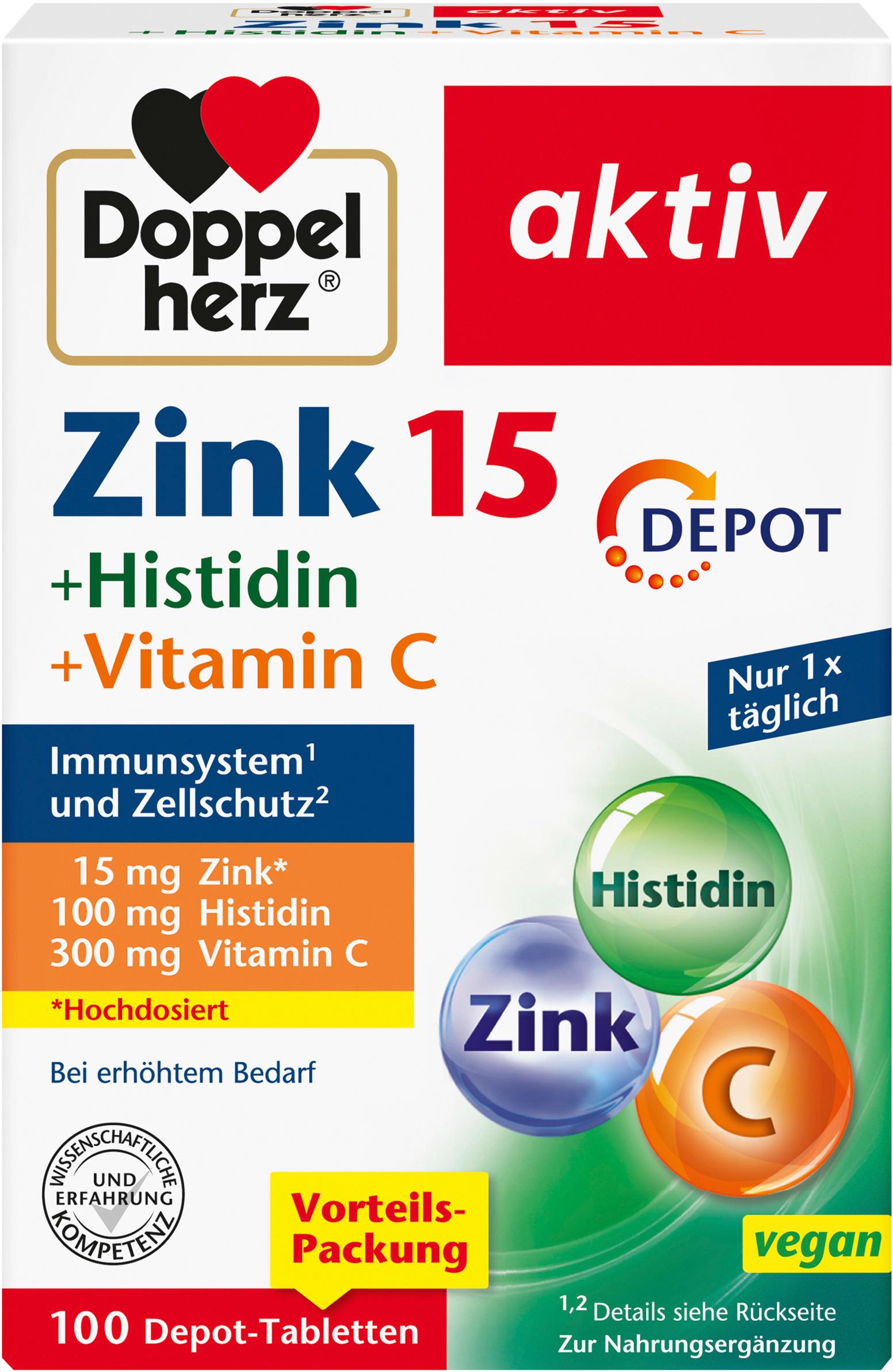 Doppelherz Zink + Histidin + Vitamin C Depot 100 Tabletten