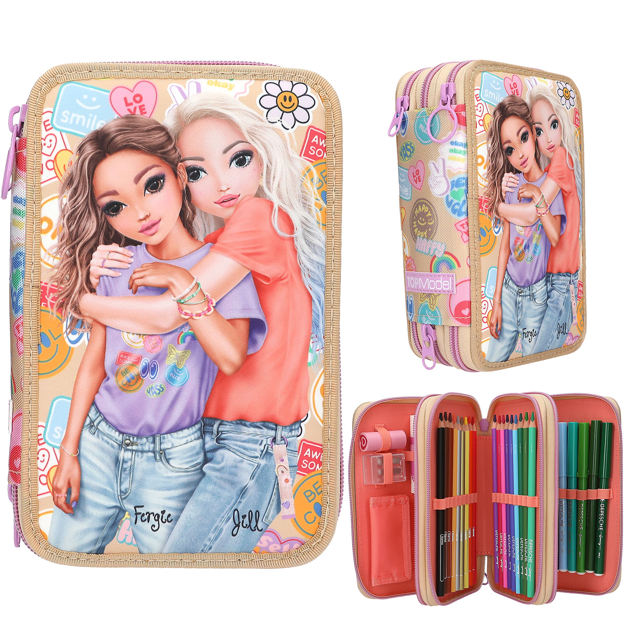 TOPModel 3 Fach Federtasche GIRL POWER