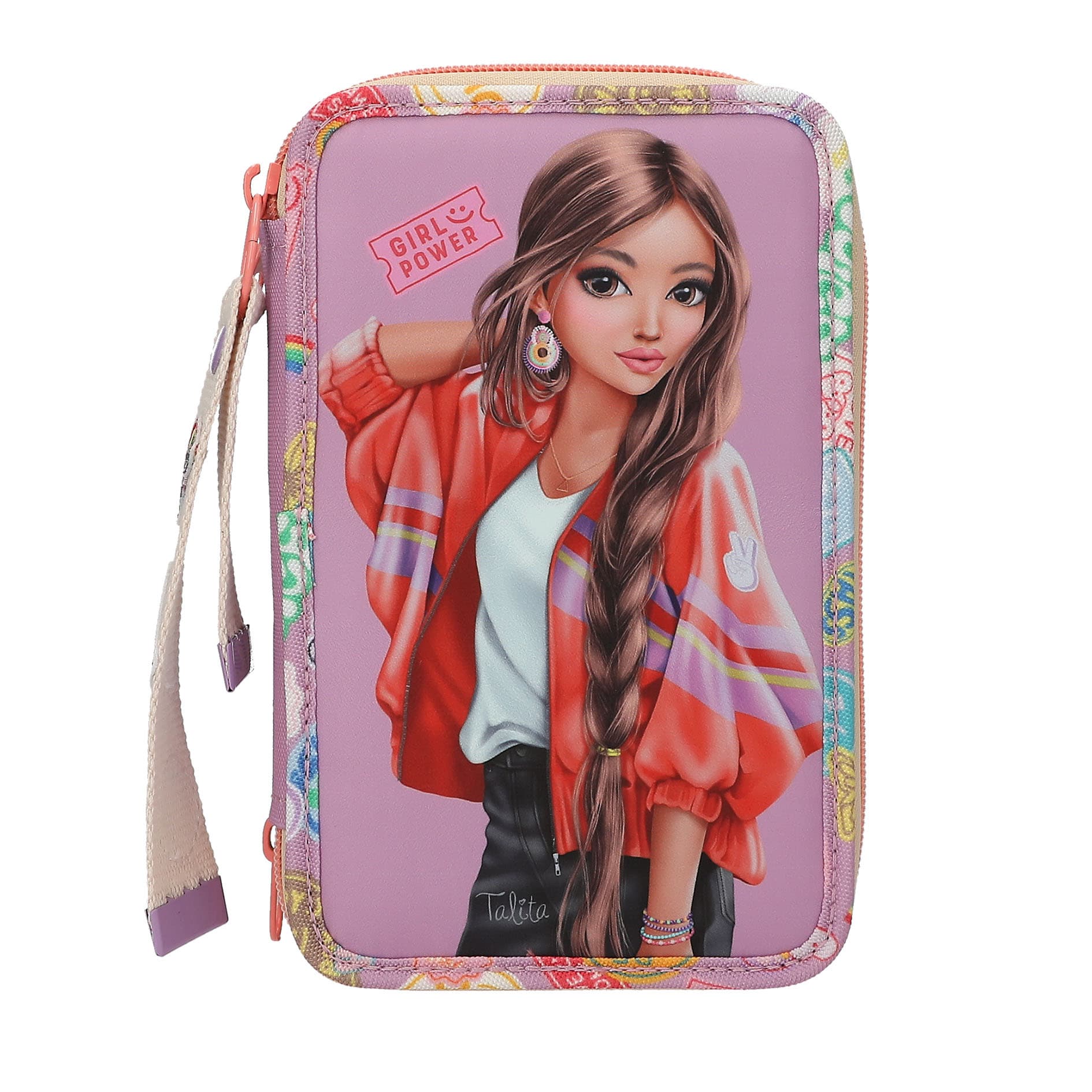 TOPModel 3 Fach Federtasche mit Anhänger GIRL POWER
