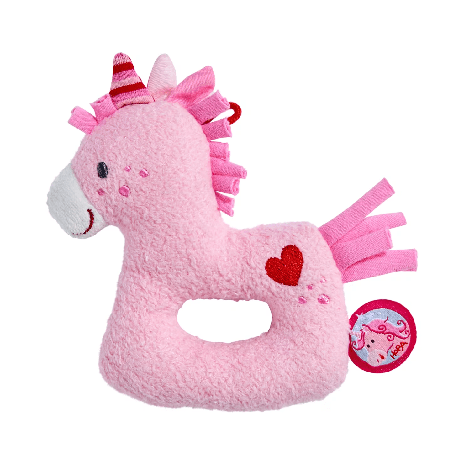 HABA Greifling Einhorn Glitzerglück mit Rassel, Babyspielzeug ab 6 Monaten