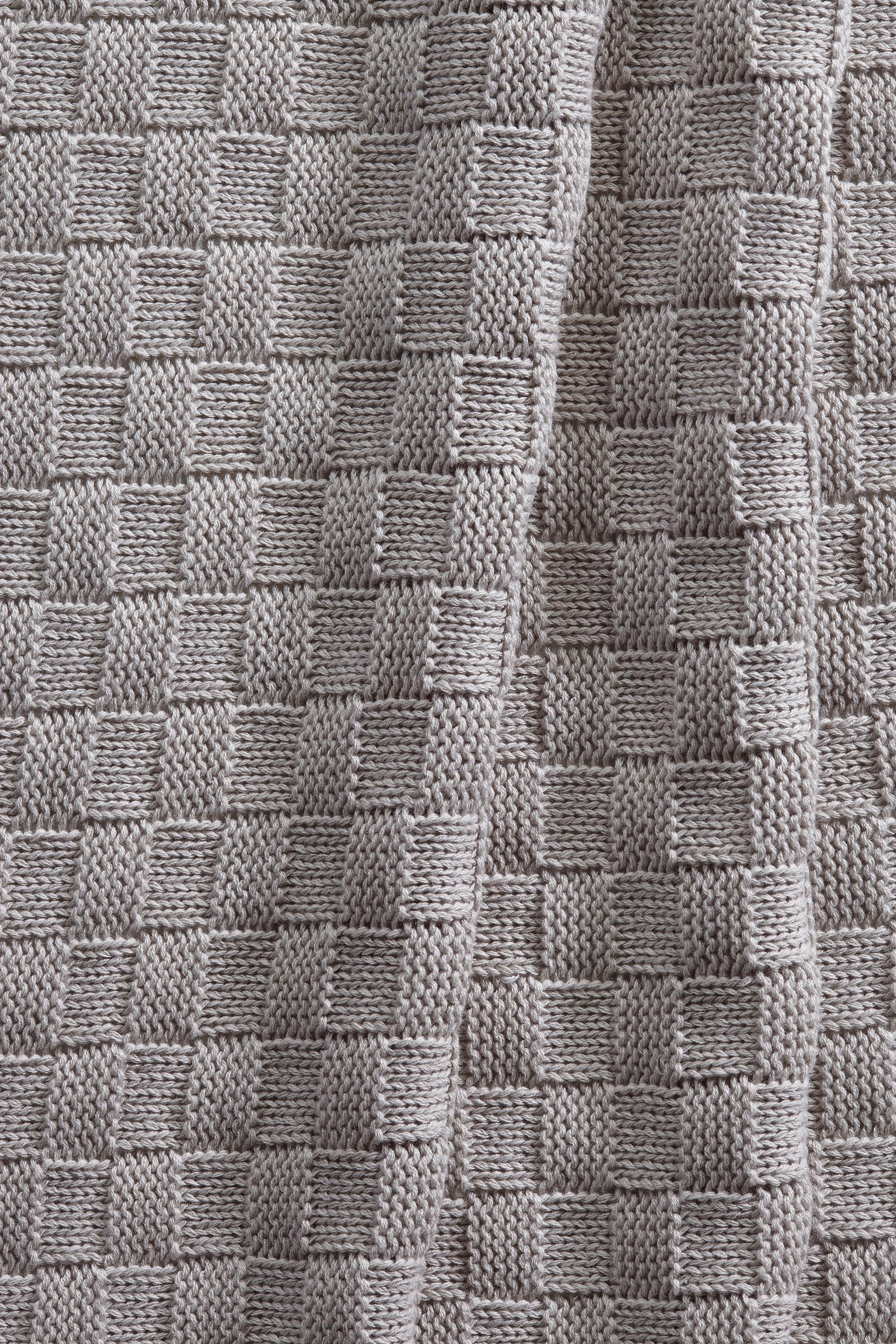 Produktbild Alvi Strickdecke 100% Baumwolle kleines Karo 75x100cm 2 von 3