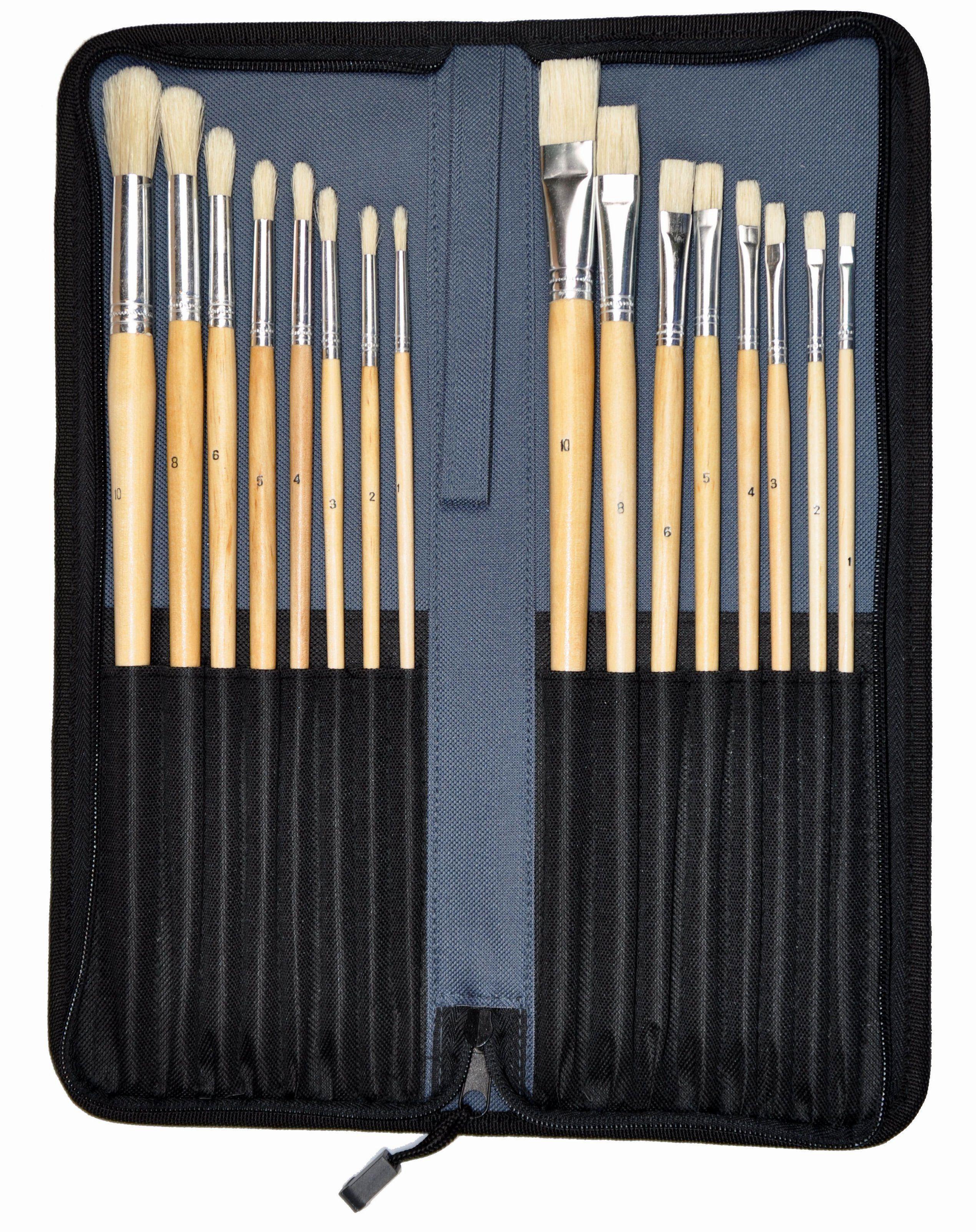 Künstlerpinsel Set 16-tlg. mit Reißverschluss-Etui