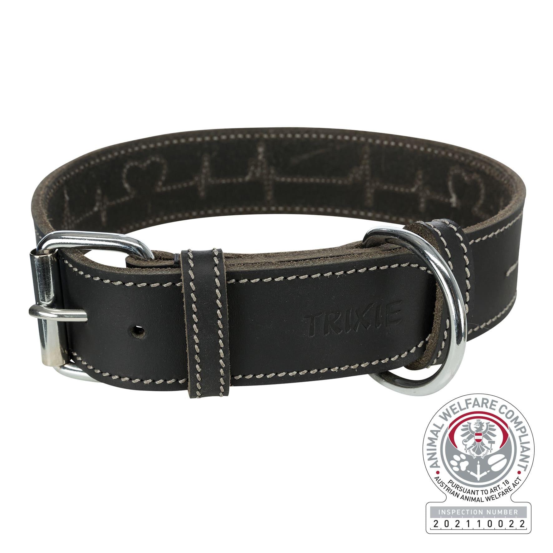 Trixie Rustic Fettleder-HB Heartbeat schwarz M 38-47 cm/4 mm Hundezubehör