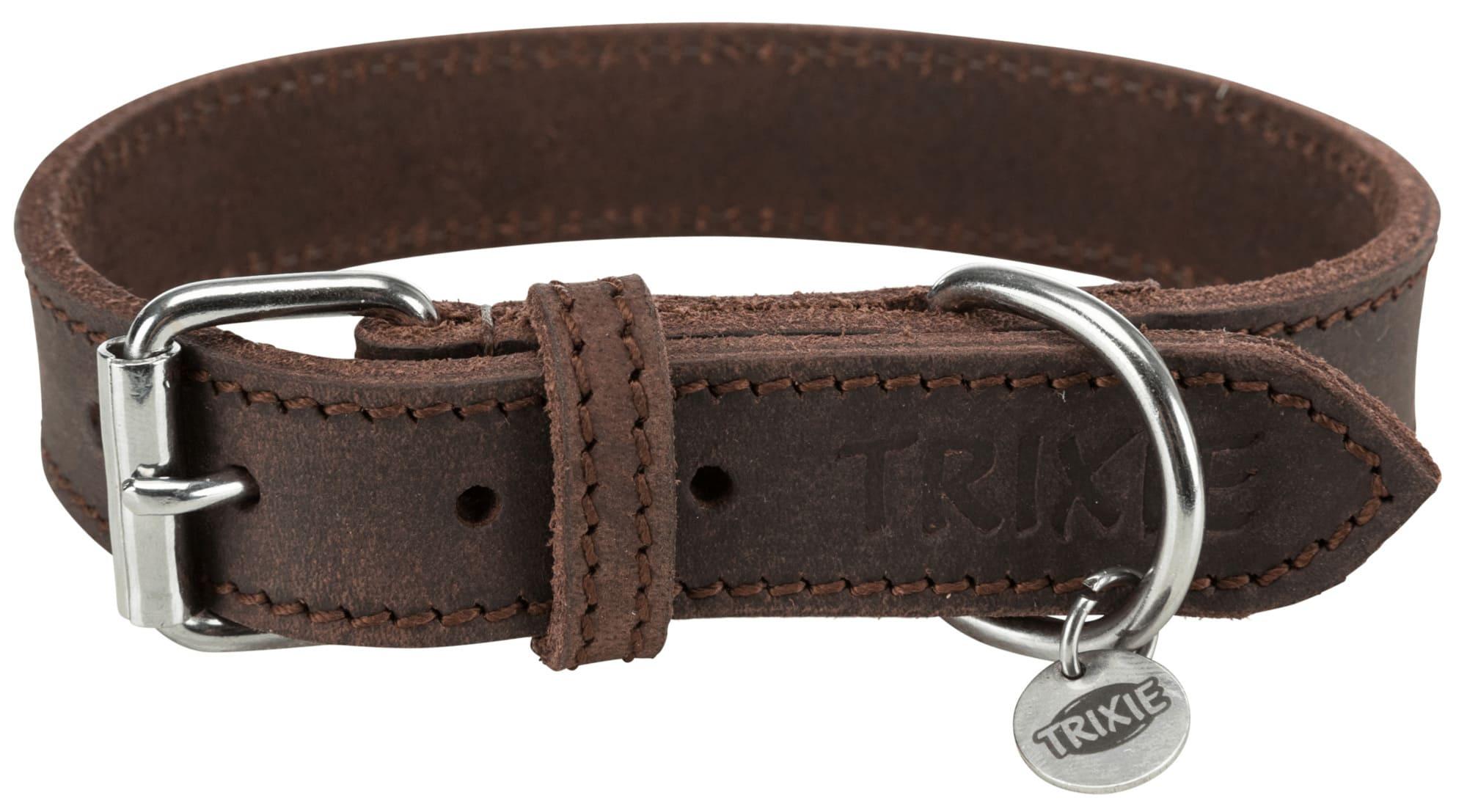 Trixie Rustic Fettleder Halsband dunkelbraun S-M