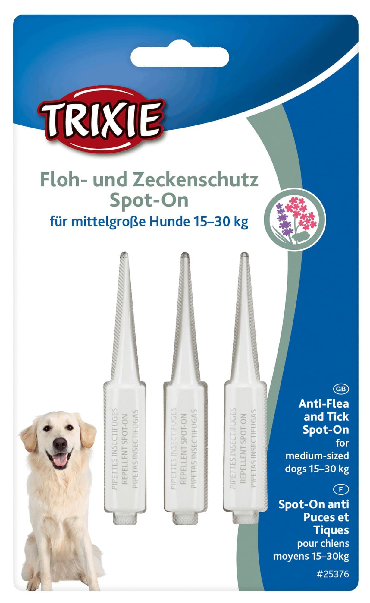 Trixie Floh/Zeckenschutz Spot-On** für mittelgroße Hunde von 15-30 kg Inhalt: 3 x 5 ml