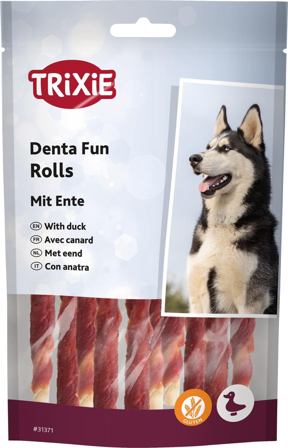 Trixie Hundesnack Dog Denta Fun Kaurollen mit Ente