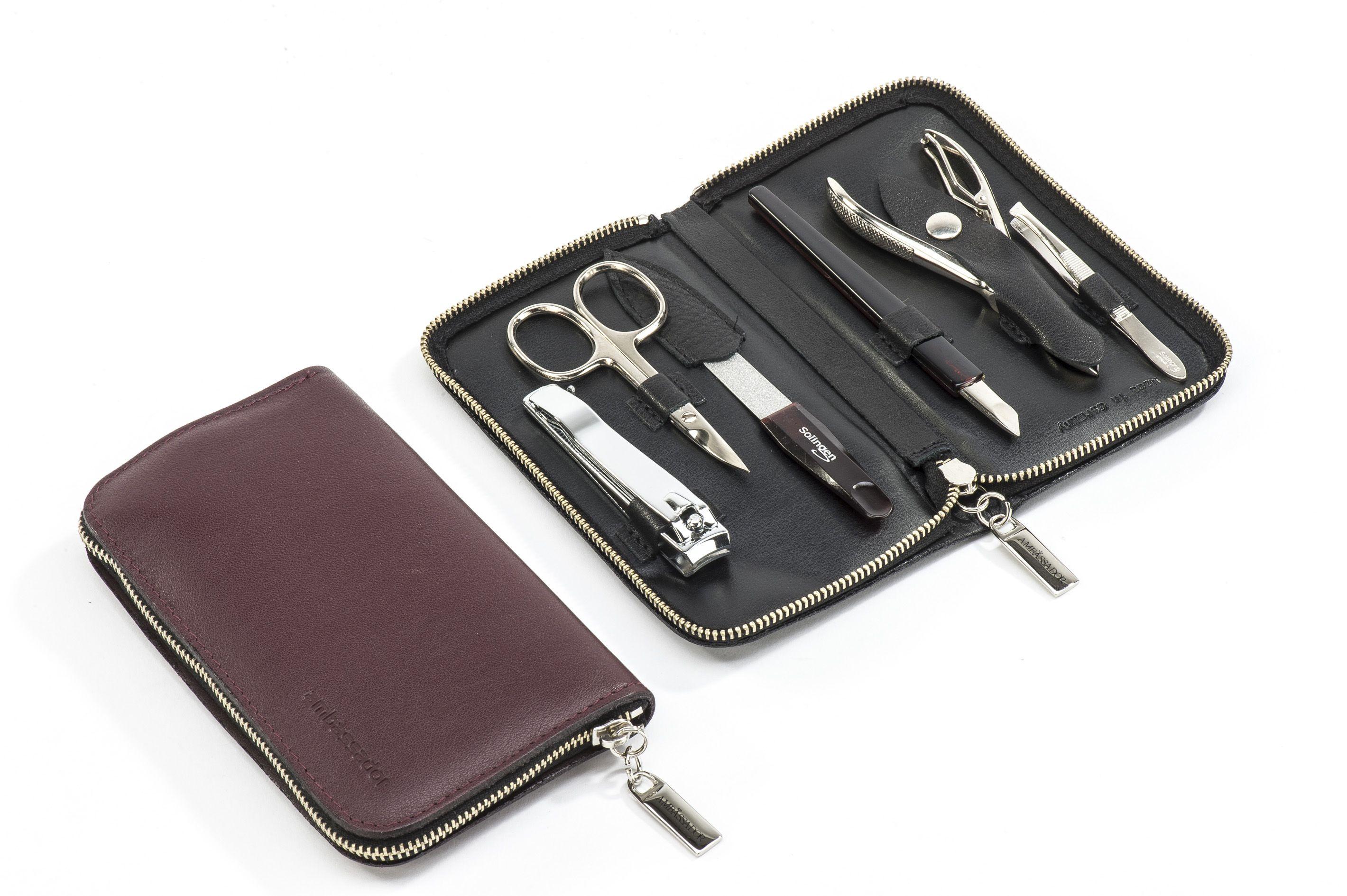 Manicure-Etui, 6-teilig Kunstleder braun