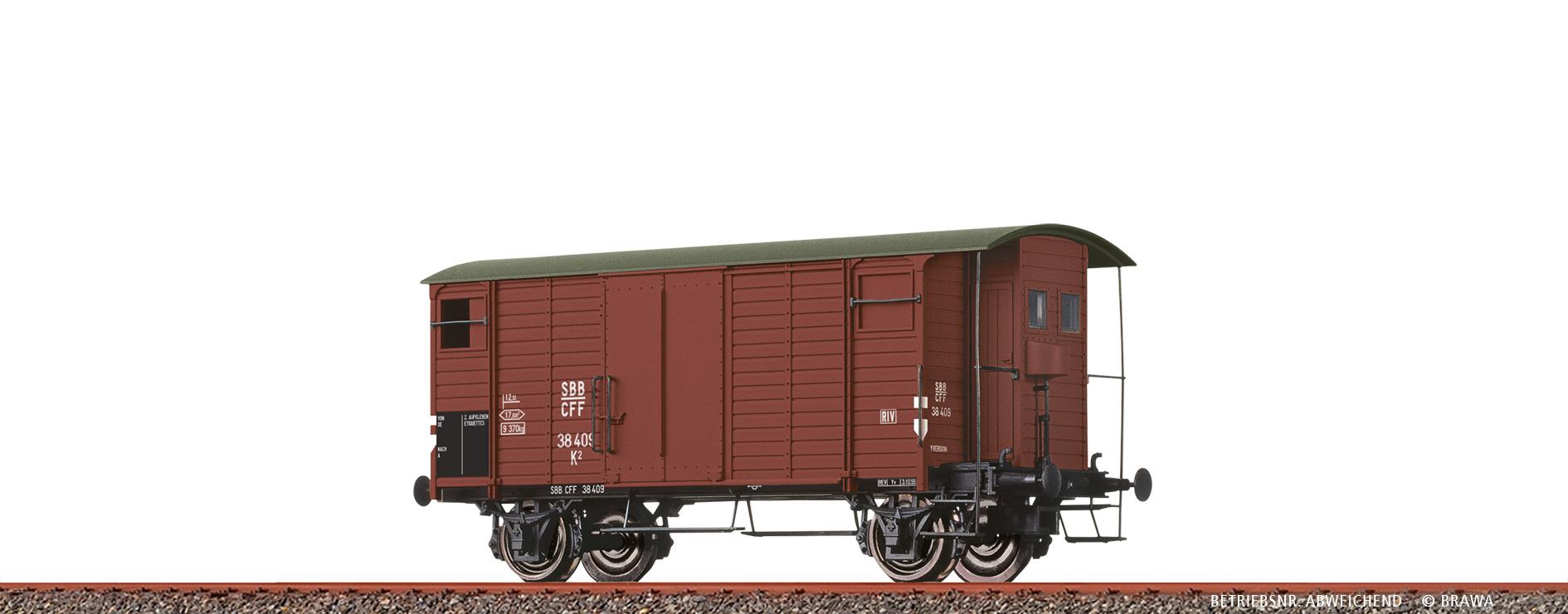 BRAWA H0 47892  - GEDECKTER GÜTERWAGEN K2 DER SBB